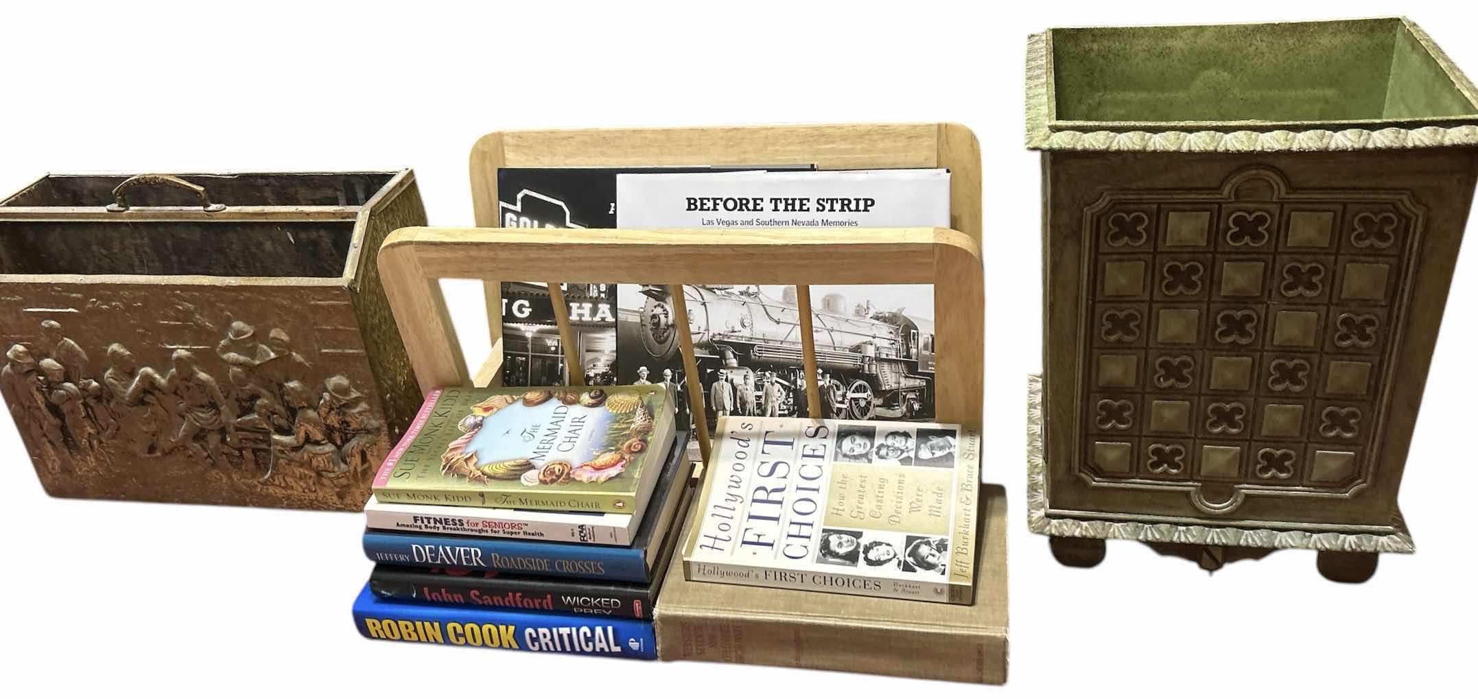 Photo 1 of 2 MAGAZINE RACKS, BOOKS AND WASTEBASKET