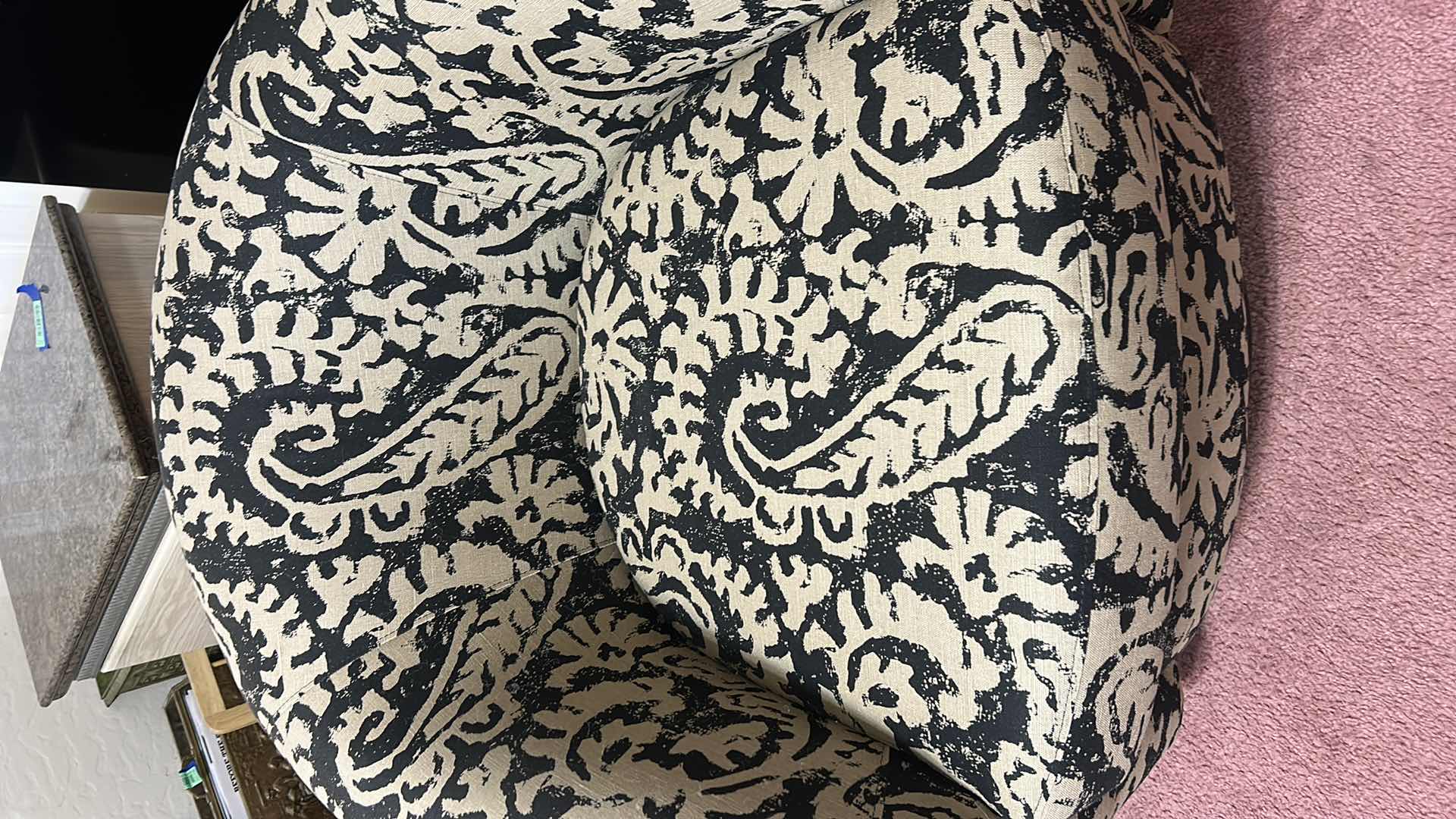 Photo 1 of BLACK AND TAN ROTATING WHEELED PETITE OCCASIONAL CHAIR 31“ x 31“ x H26“