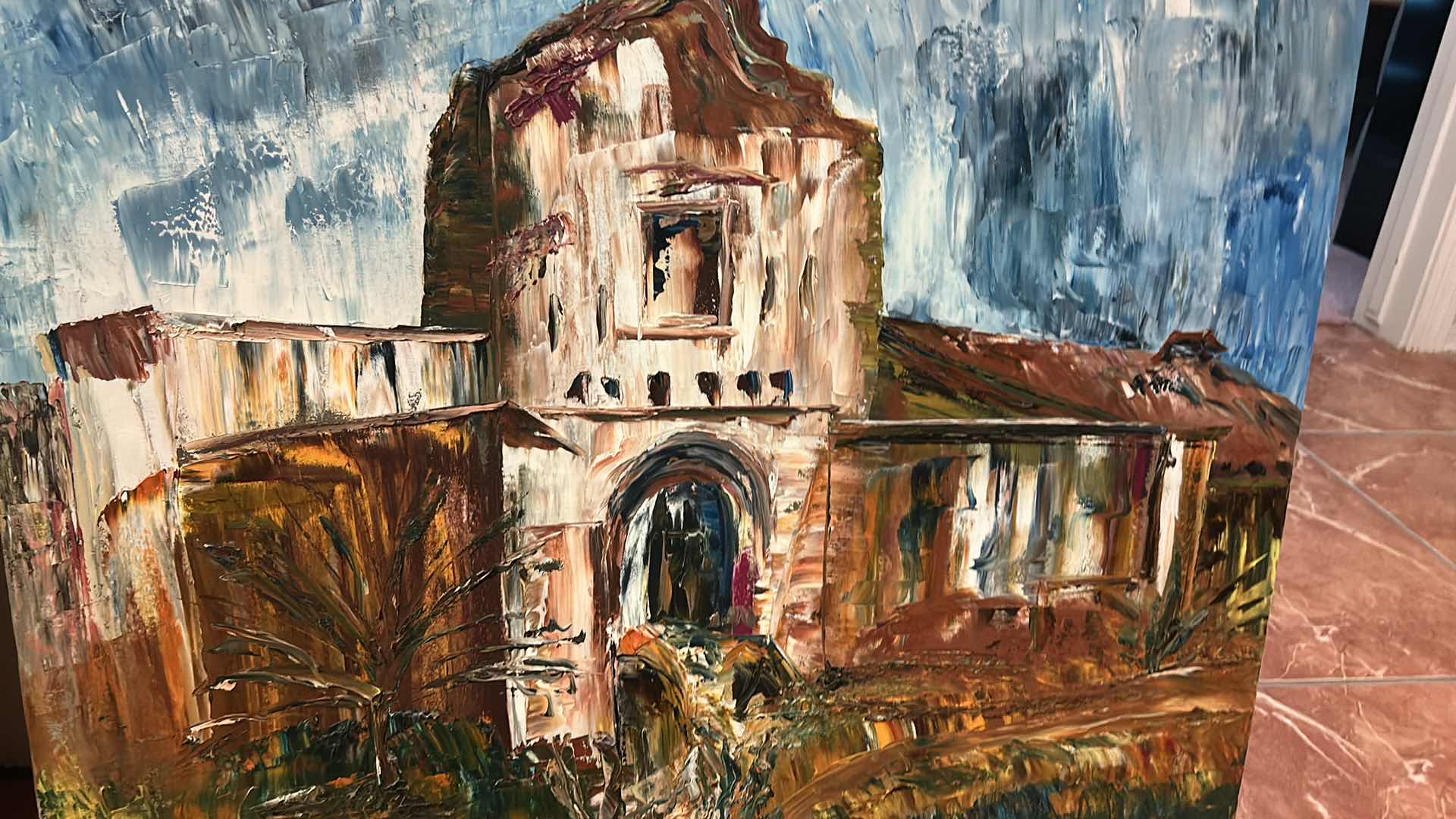 Photo 1 of 2 UNFRAMED SIGNED PAINT ON CANVAS, LANDSCAPE ARTWORK ( LARGEST 24” x H34 1/2”)