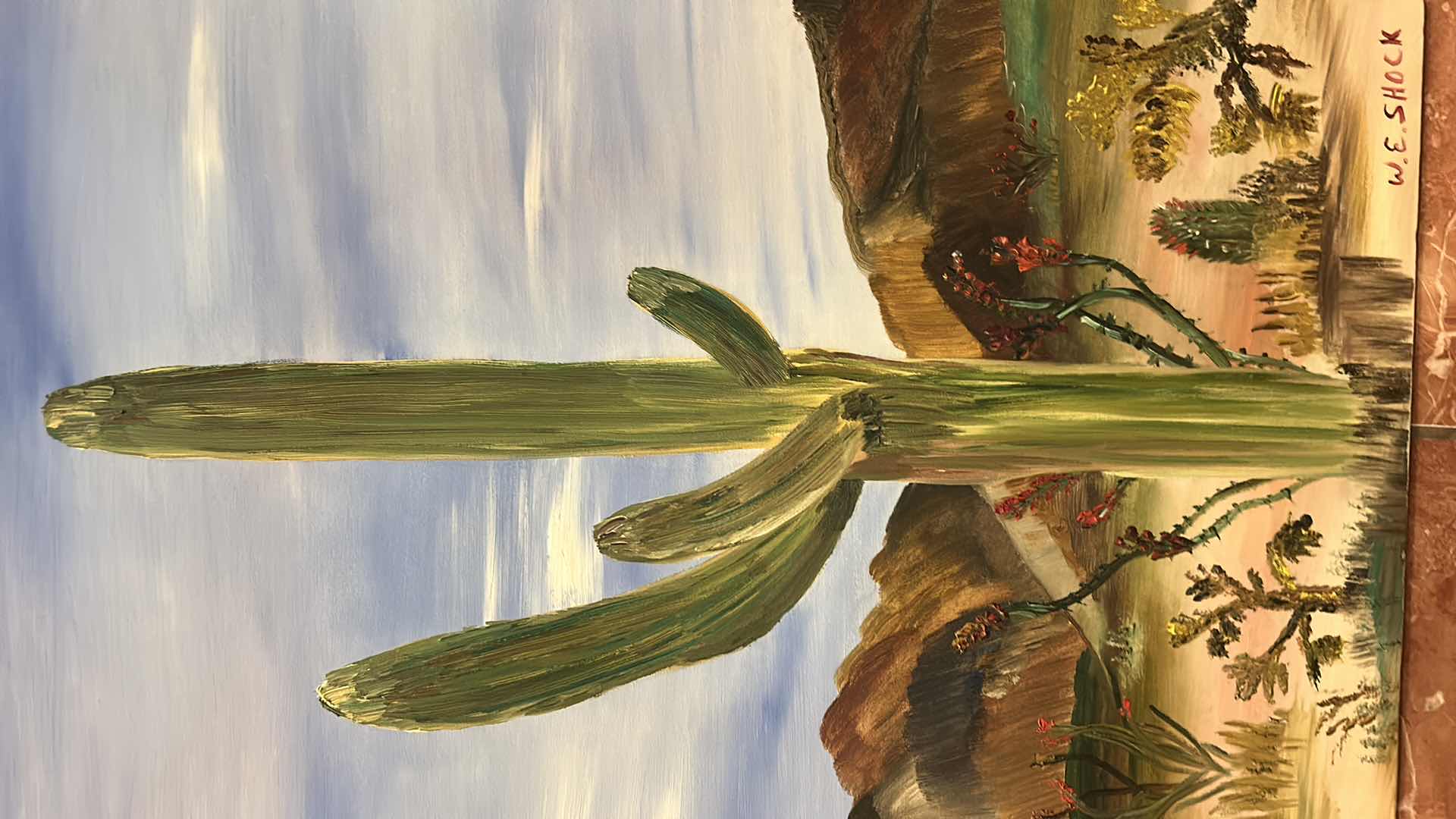 Photo 1 of 2 UNFRAMED SIGNED PAINT ON CANVAS, LANDSCAPE ARTWORK ( LARGEST 24” x H34 1/2”)