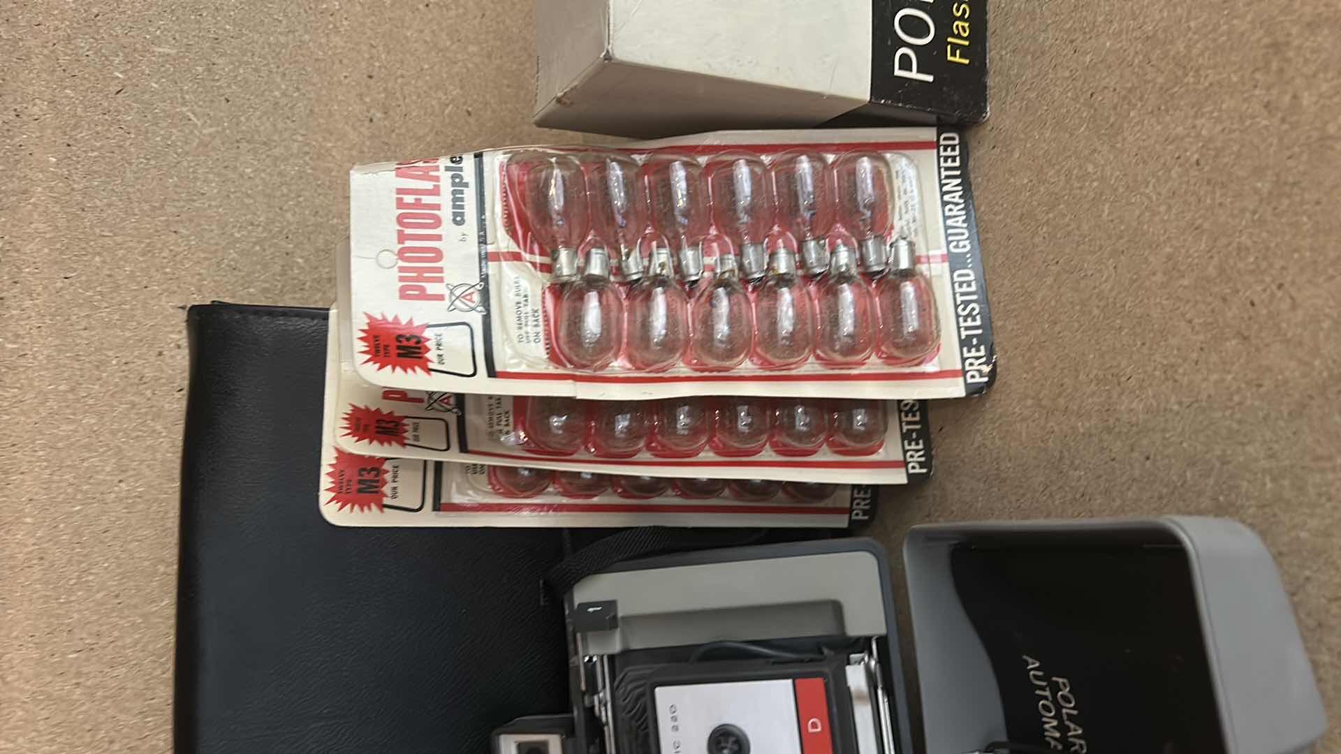 Photo 1 of VINTAGE POLAROID CAMERA WITH CASE, FLASHGUN & PHOTO FLASH BULBS