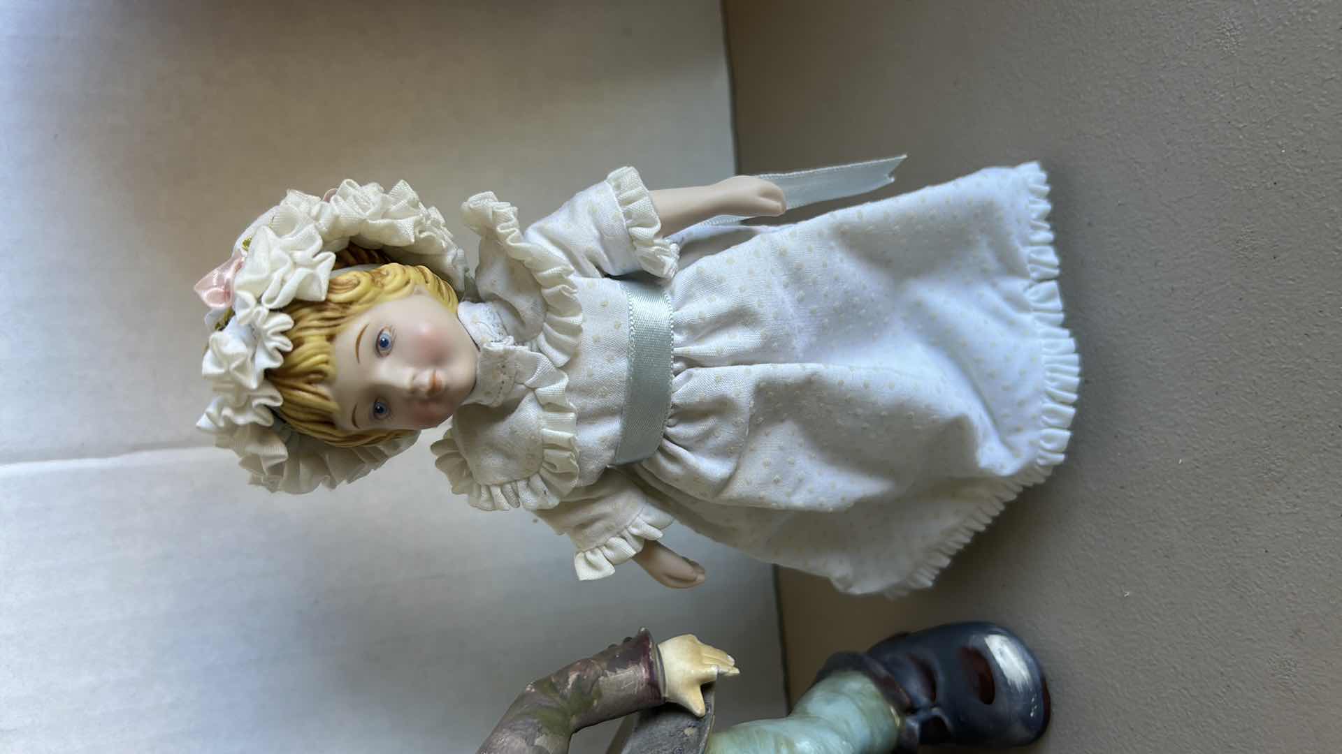 Photo 1 of 2 PORCELAIN FIGURINES  (TALLEST H 9”)