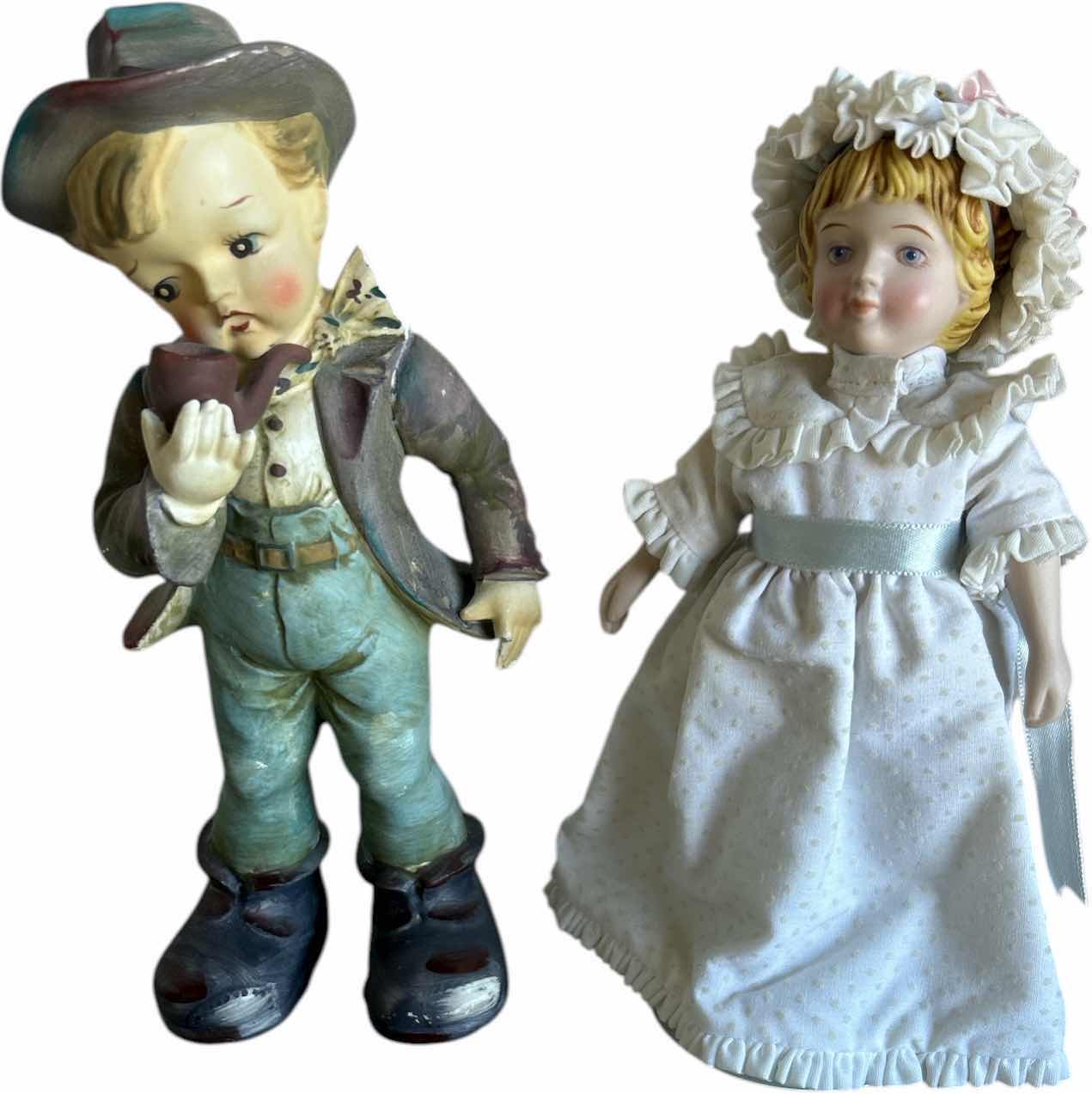 Photo 1 of 2 PORCELAIN FIGURINES  (TALLEST H 9”)