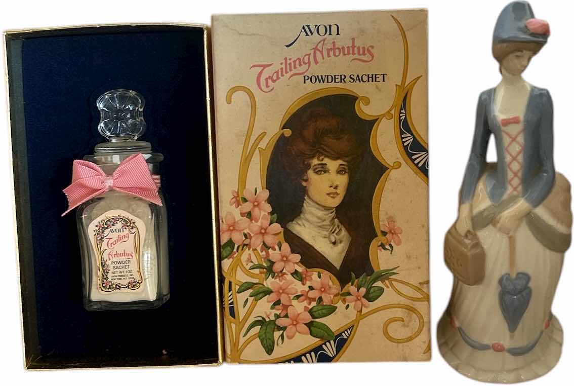 Photo 1 of AVON POWDER SACHET AND PORCELAIN FIGURINE