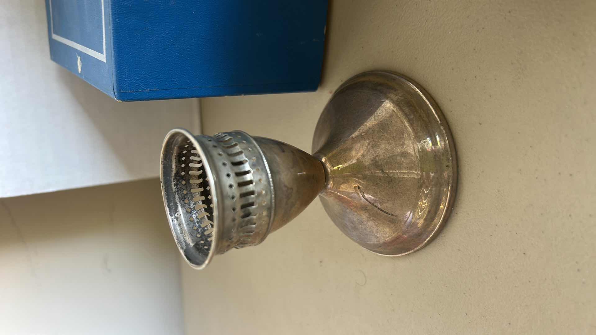 Photo 1 of STERLING CANDLE HOLDER H4” AND  SILVER PLATED BOWL