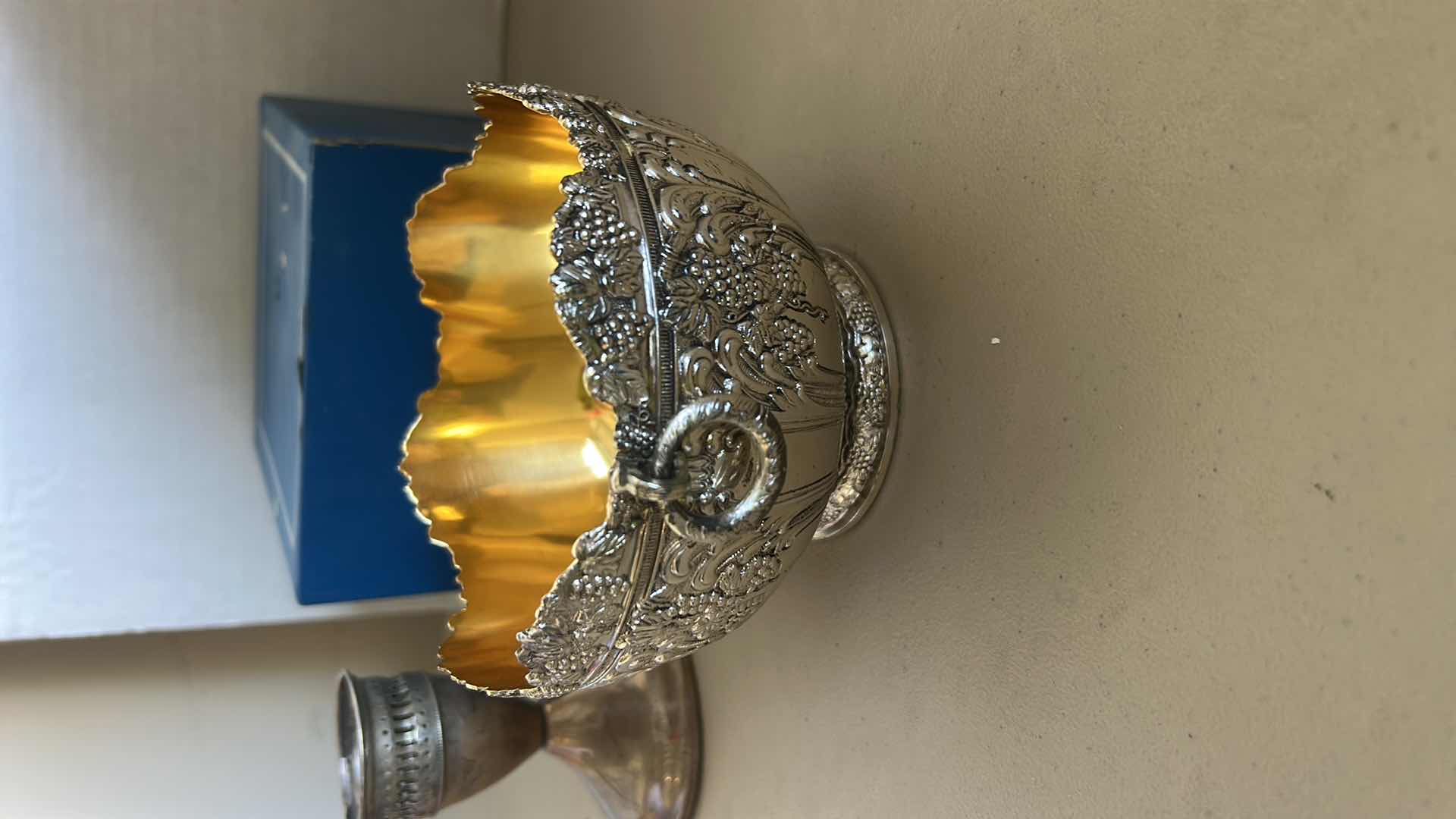 Photo 1 of STERLING CANDLE HOLDER H4” AND  SILVER PLATED BOWL