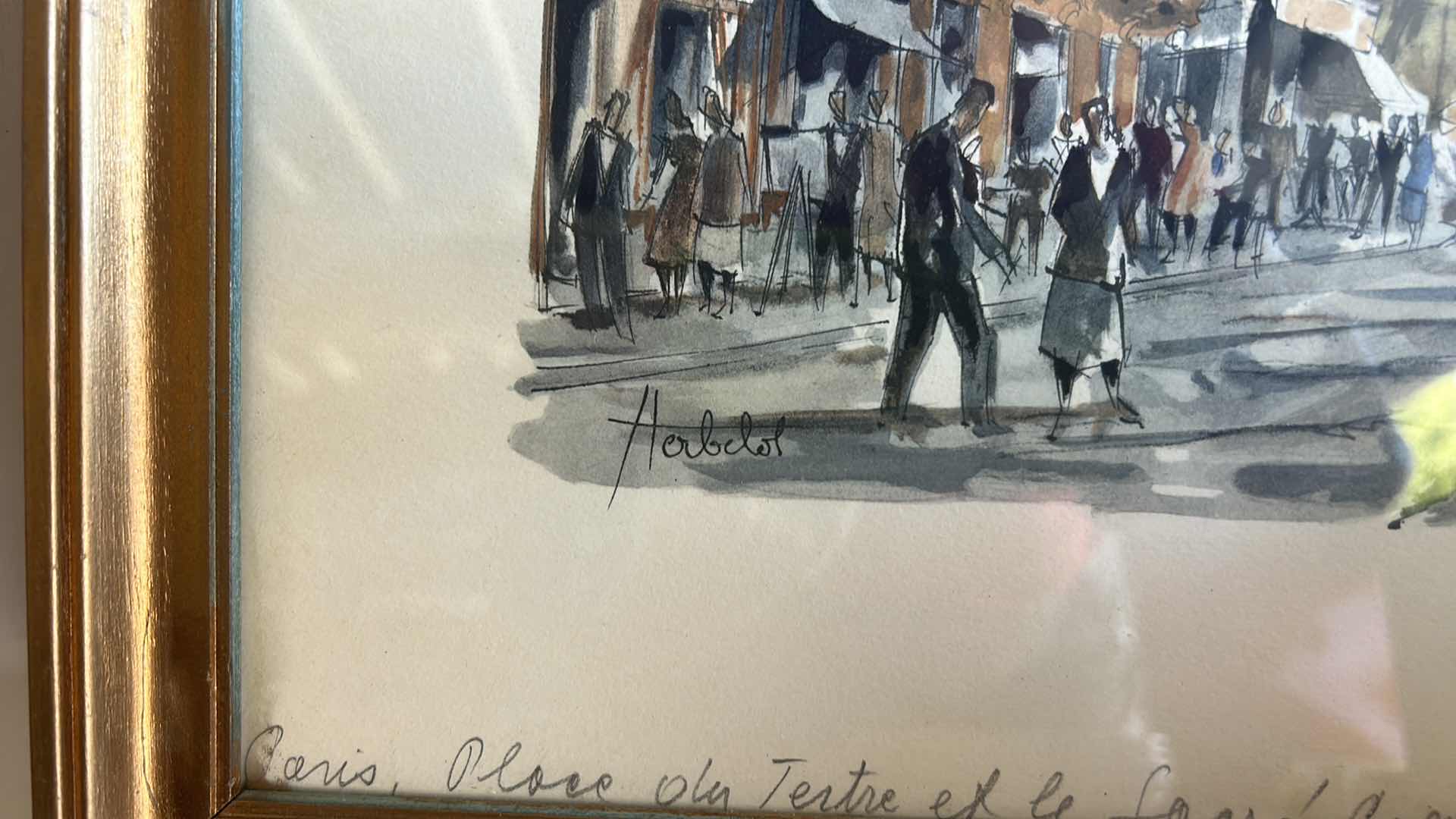 Photo 1 of GOLD FRAMED, NUMBERED SIGNED WATERCOLOR “PARIS” ARTWORK 15 1/2” x H14”