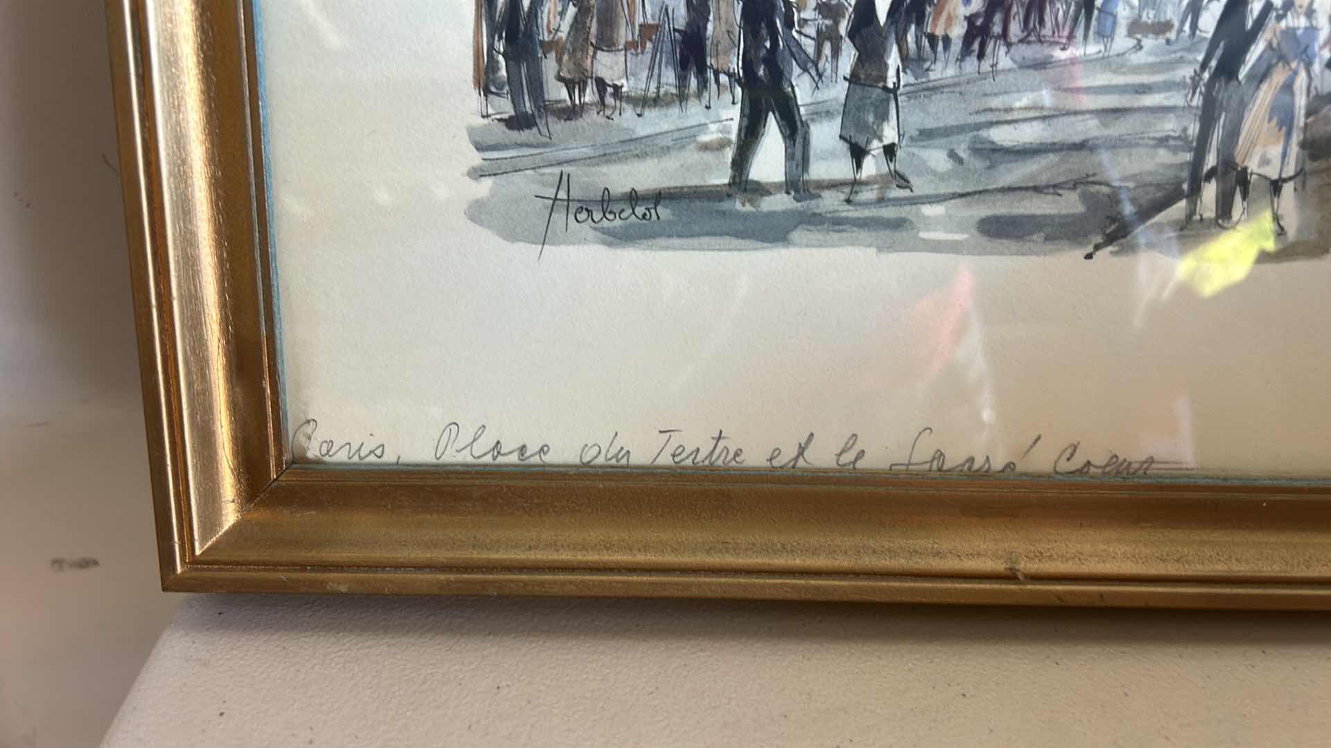 Photo 1 of GOLD FRAMED, NUMBERED SIGNED WATERCOLOR “PARIS” ARTWORK 15 1/2” x H14”