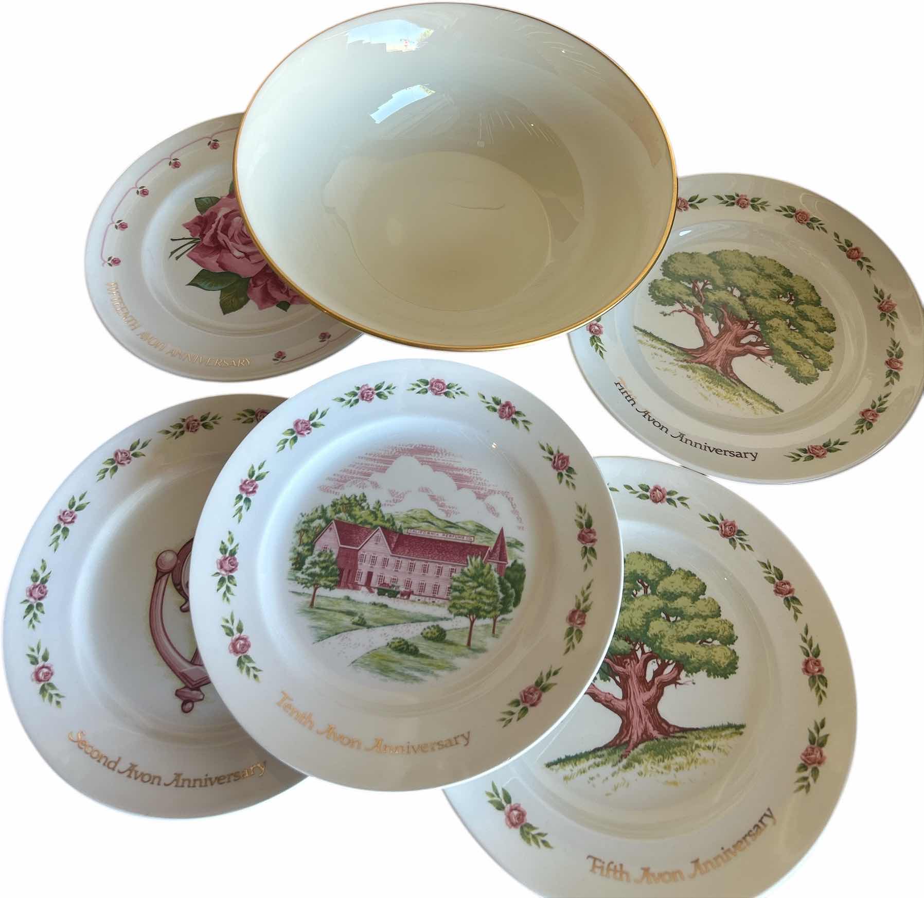 Photo 1 of AVON PORCELAIN BOWL AND 5- 8”PLATES