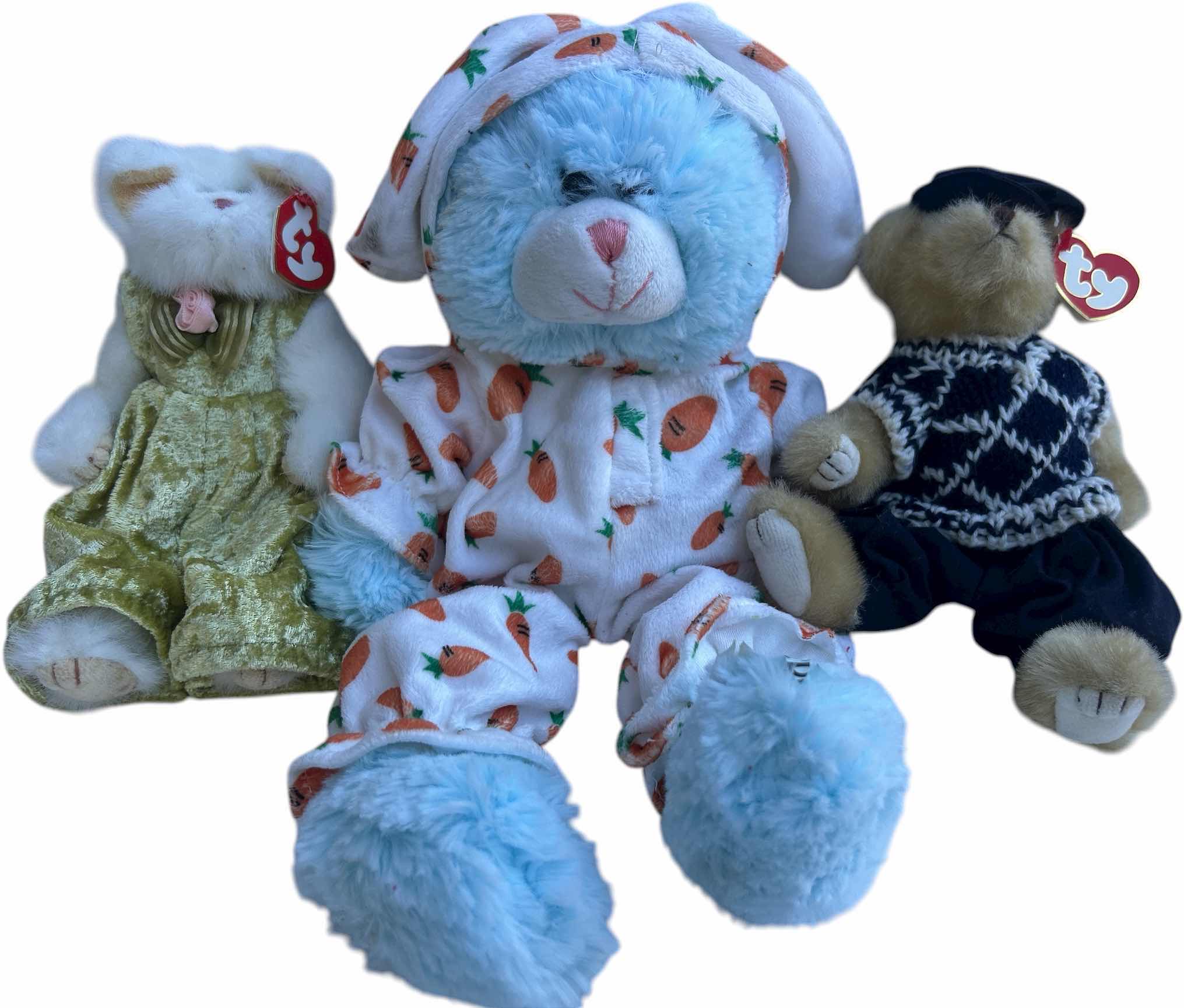 Photo 1 of 2 TY BEANIE BABIES AND STUFFED BEAR WITH BUNNY JAMMIES