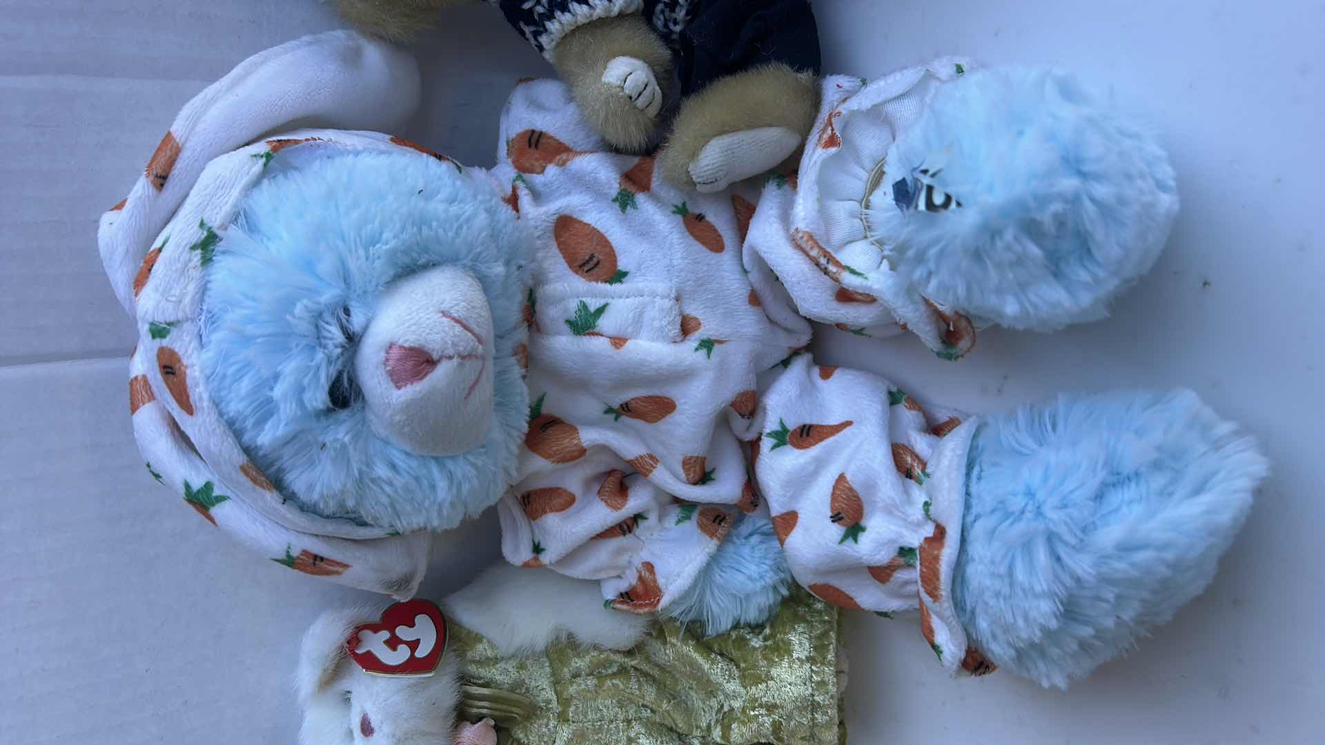 Photo 1 of 2 TY BEANIE BABIES AND STUFFED BEAR WITH BUNNY JAMMIES