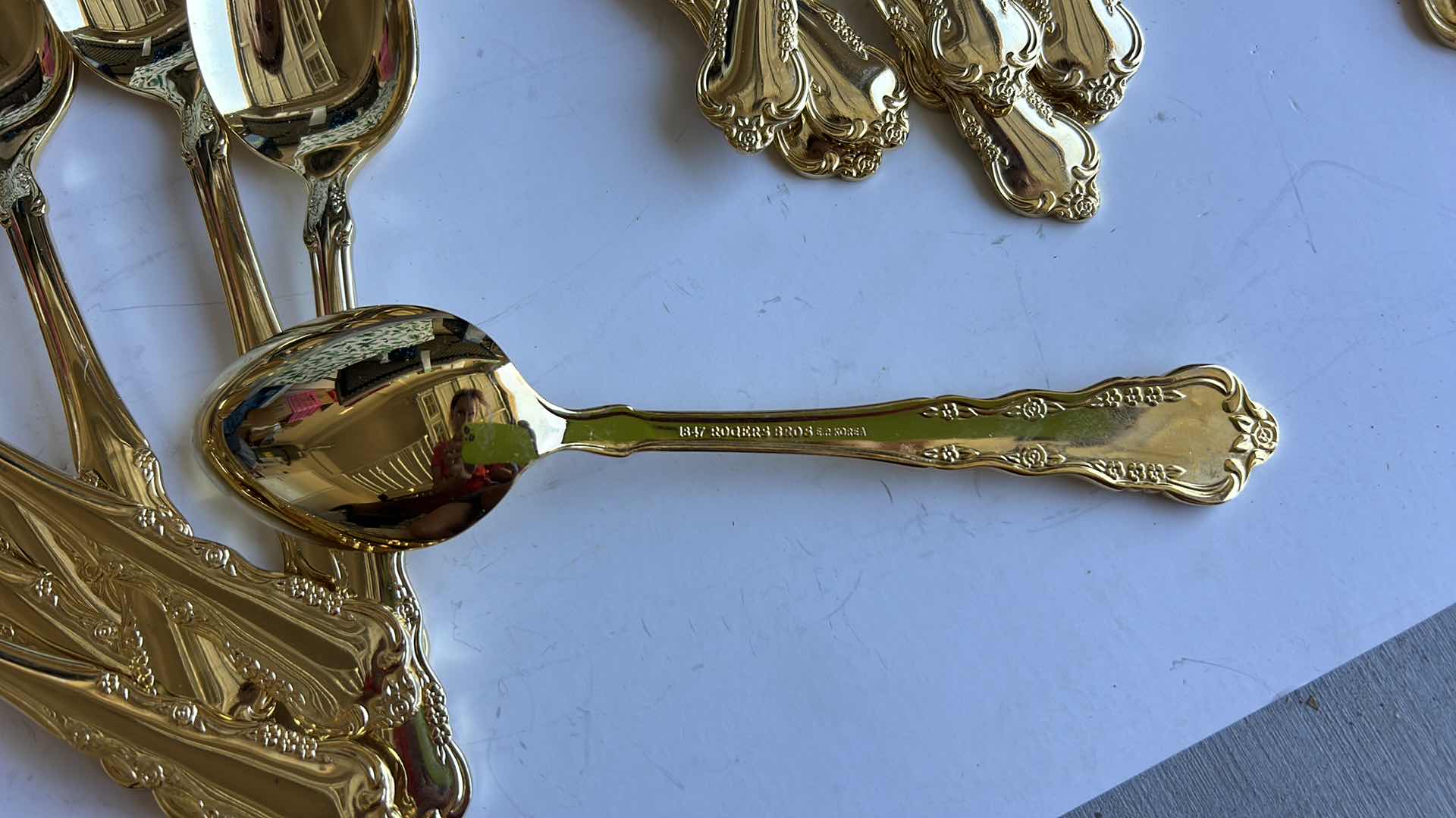 Photo 1 of 60 PC GOLD TONE DINING UTENSILS 1847 ROGERS BROTHERS