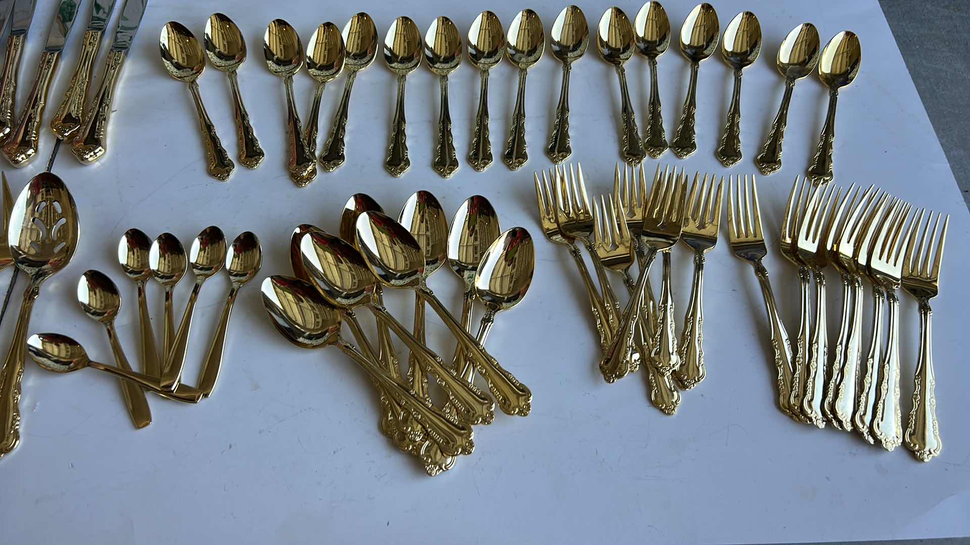 Photo 1 of 60 PC GOLD TONE DINING UTENSILS 1847 ROGERS BROTHERS