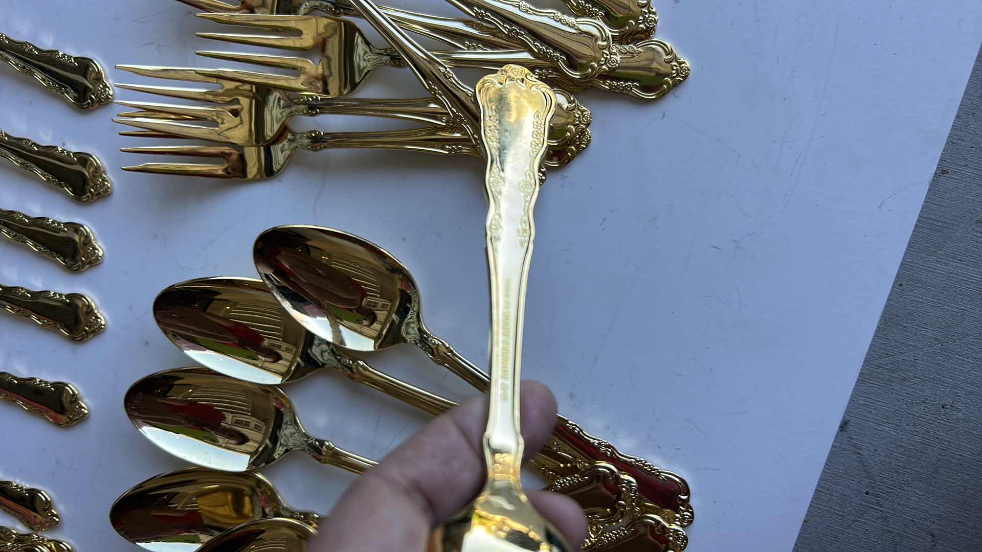 Photo 1 of 60 PC GOLD TONE DINING UTENSILS 1847 ROGERS BROTHERS