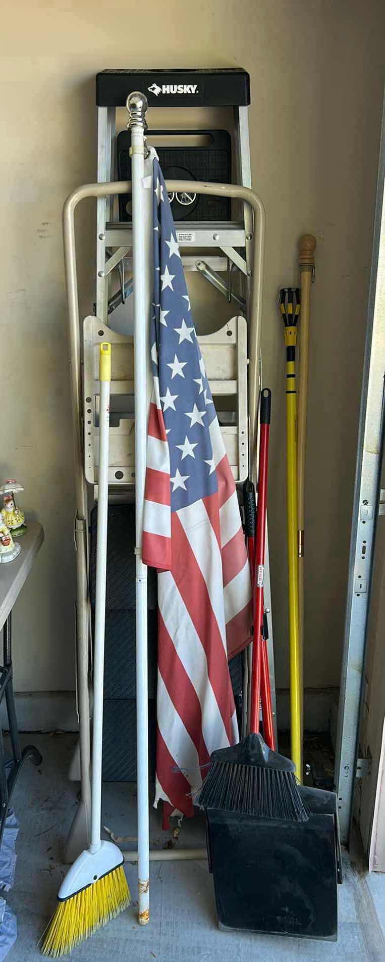 Photo 1 of 2 LADDERS, 2 BROOMS, FLAG AND MORE