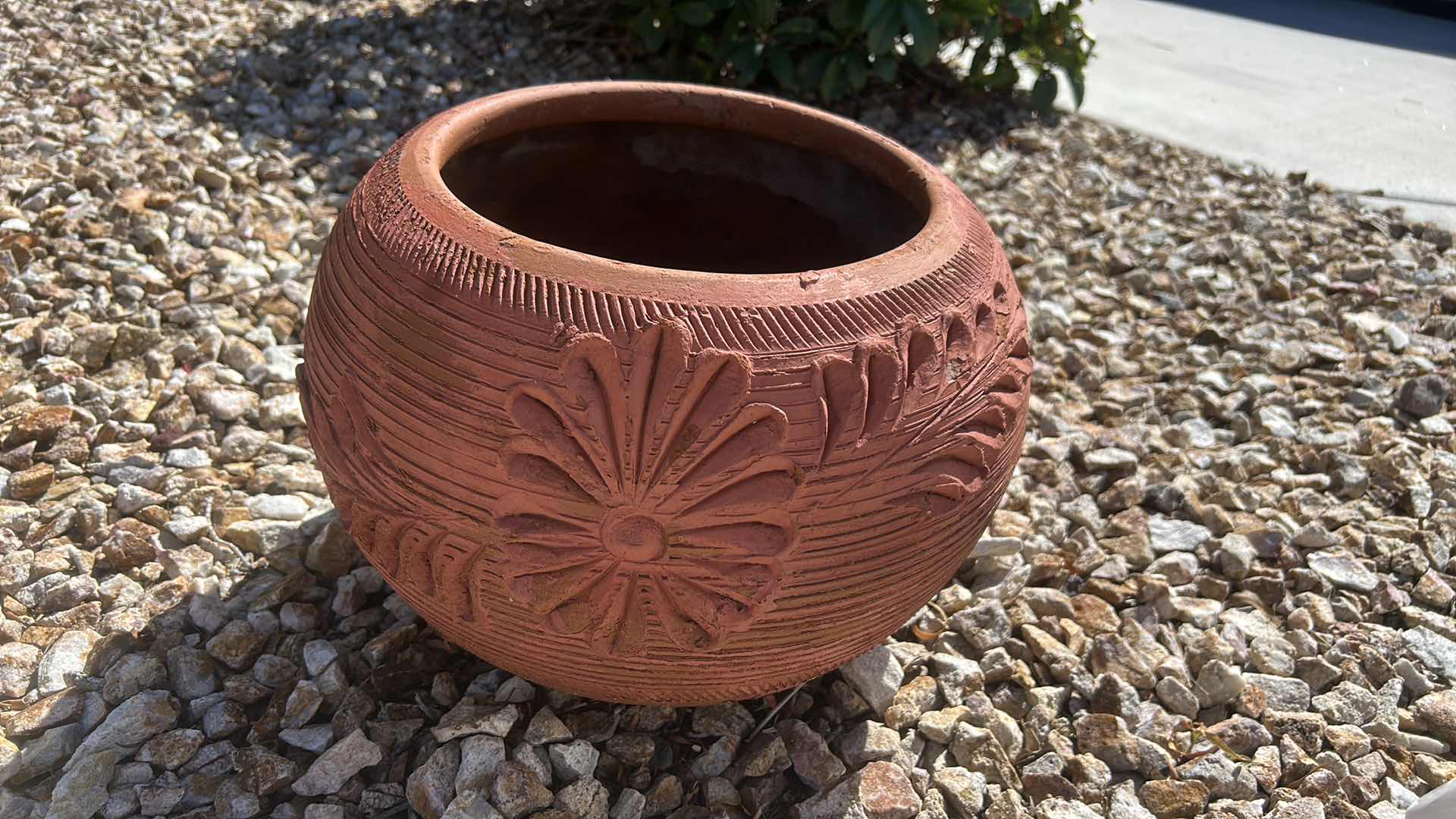 Photo 1 of HEAVY OUTDOOR CLAY POTTERY 16” x 11 1/2”