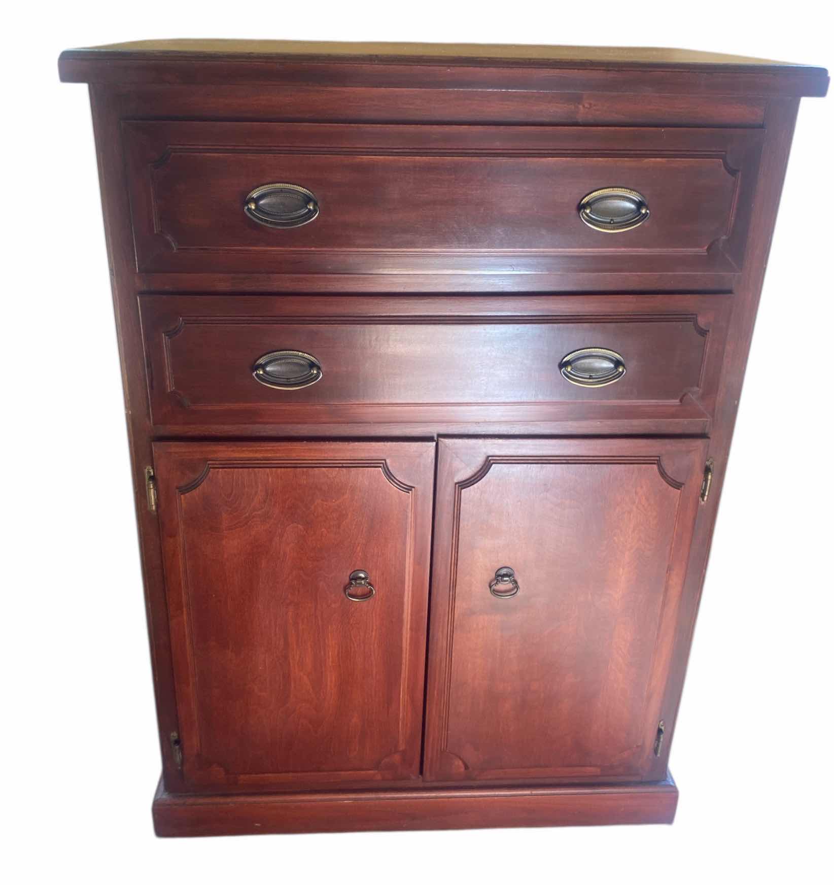 Photo 1 of CHERRY WOOD CHEST 2 DRAWERS & DOORS 36" X 17" H32"