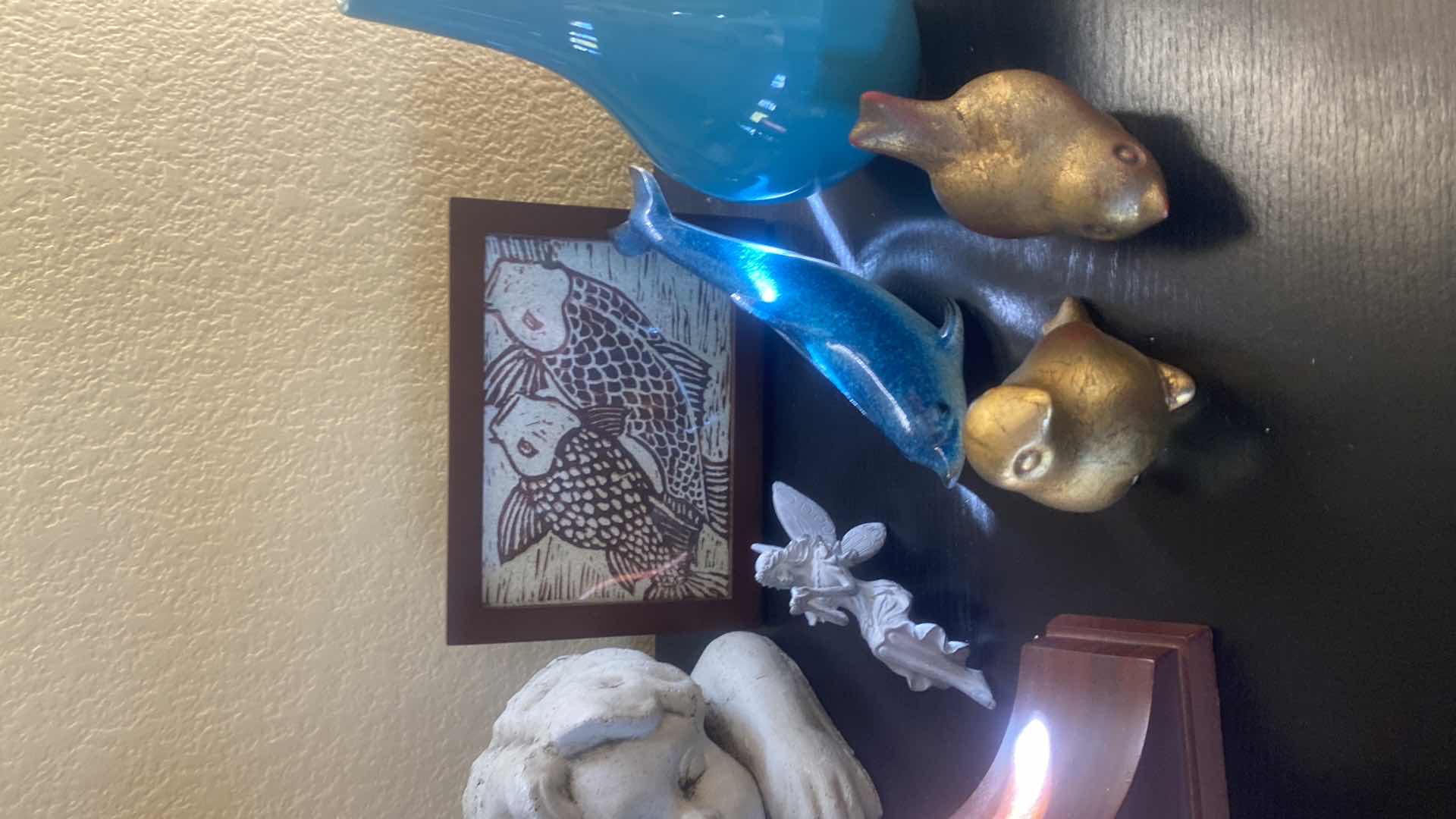 Photo 1 of 8-HOME DECOR BIRDS WHALE ANGEL MANTLE CLOCK VASE H9”