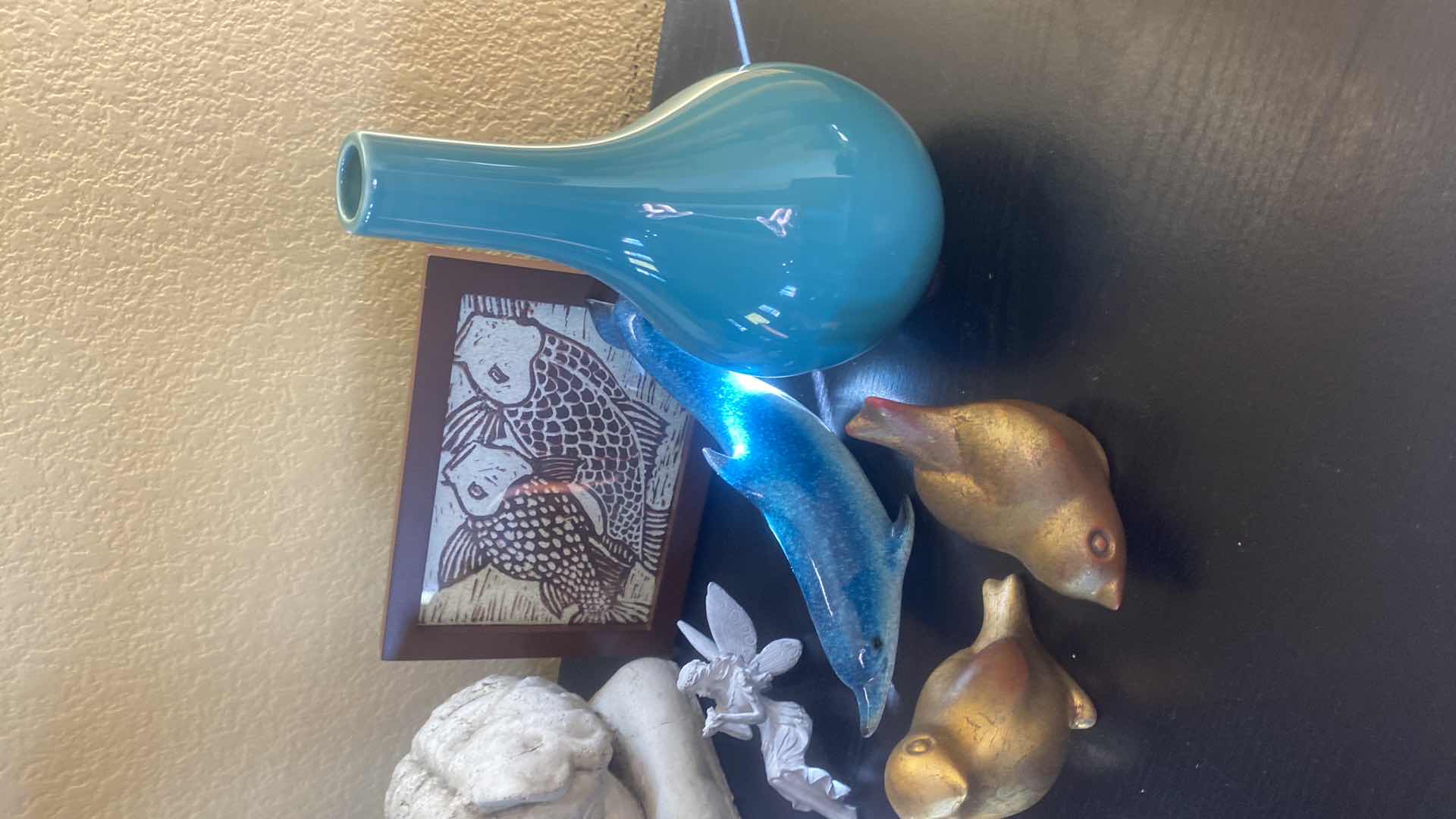 Photo 1 of 8-HOME DECOR BIRDS WHALE ANGEL MANTLE CLOCK VASE H9”