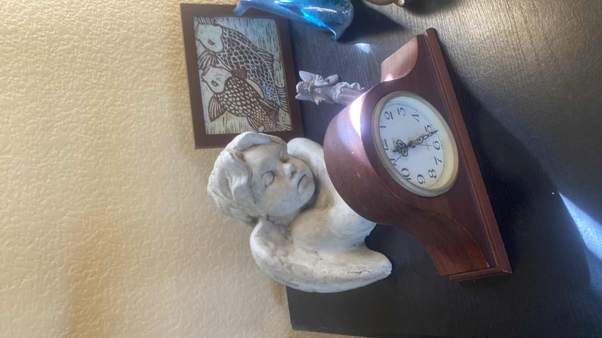 Photo 1 of 8-HOME DECOR BIRDS WHALE ANGEL MANTLE CLOCK VASE H9”