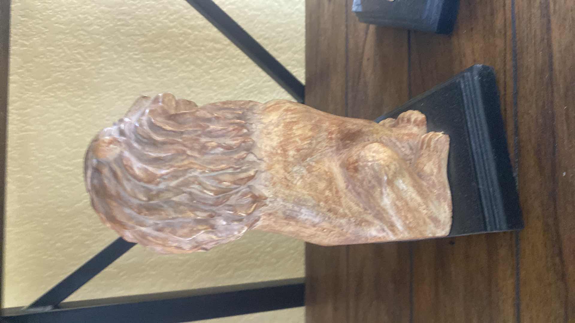 Photo 1 of PAIR OF HEAVY RESIN CAST LION BOOKENDS 5” x 9”