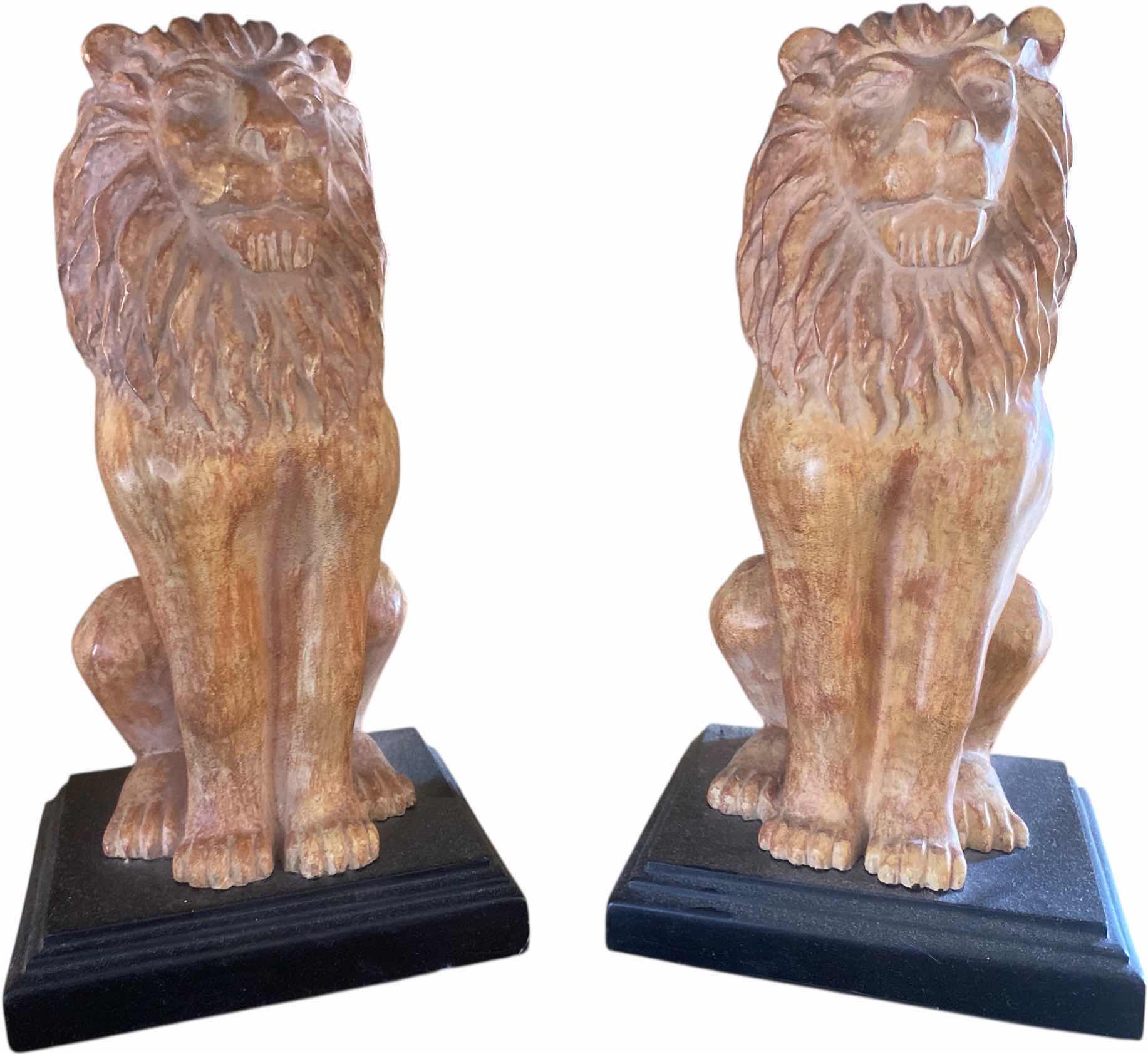 Photo 1 of PAIR OF HEAVY RESIN CAST LION BOOKENDS 5” x 9”