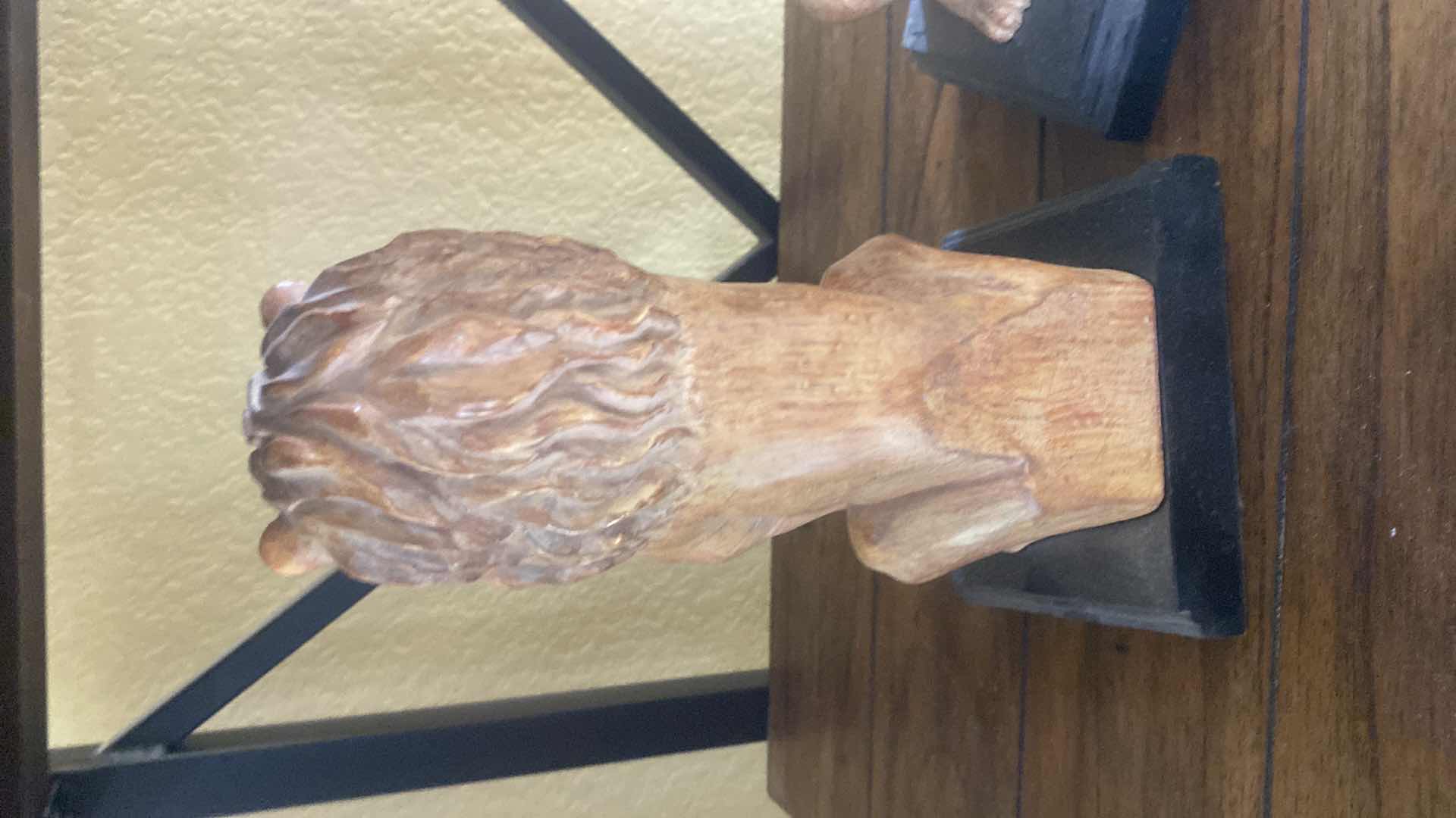 Photo 1 of PAIR OF HEAVY RESIN CAST LION BOOKENDS 5” x 9”