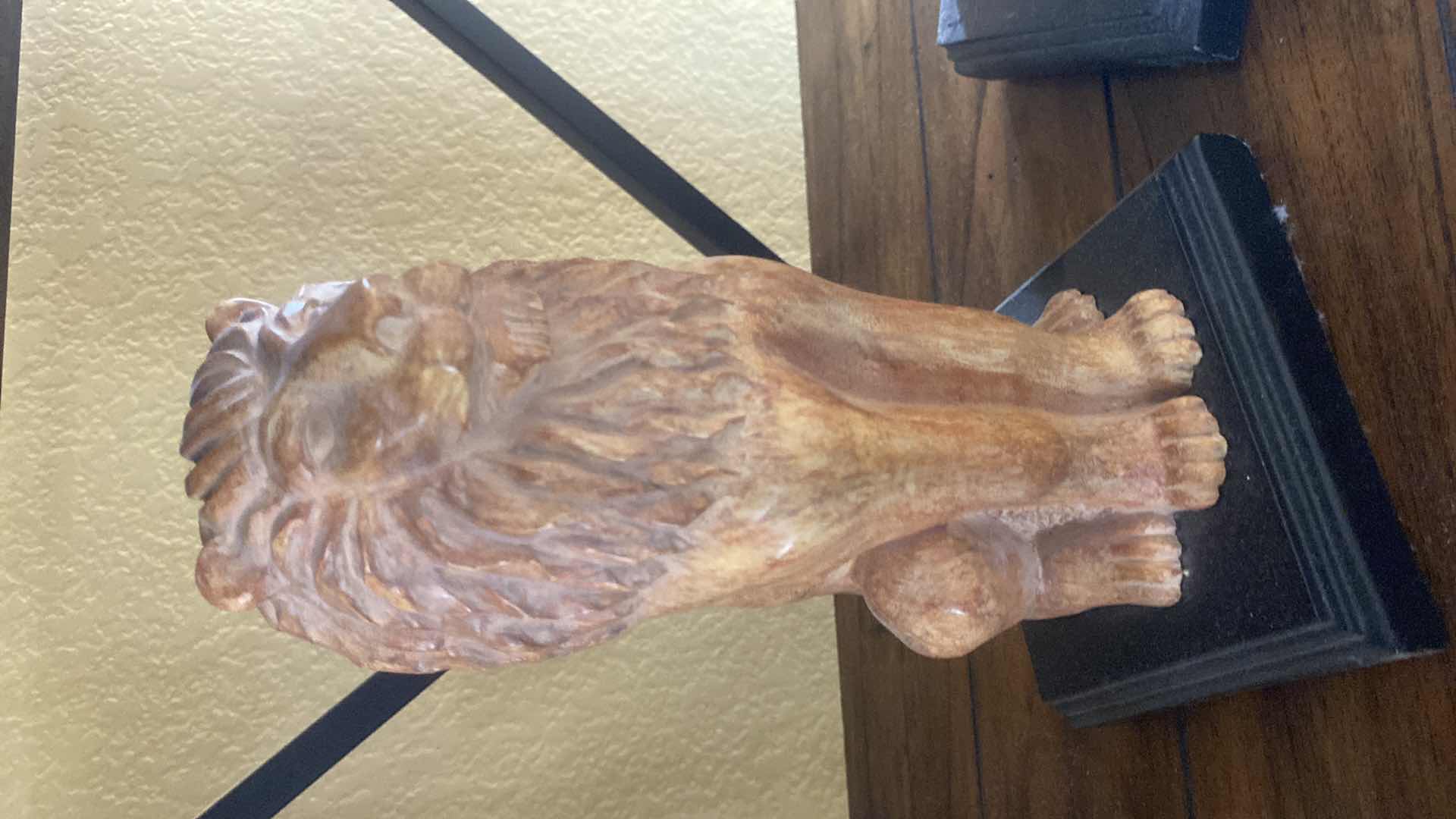 Photo 1 of PAIR OF HEAVY RESIN CAST LION BOOKENDS 5” x 9”