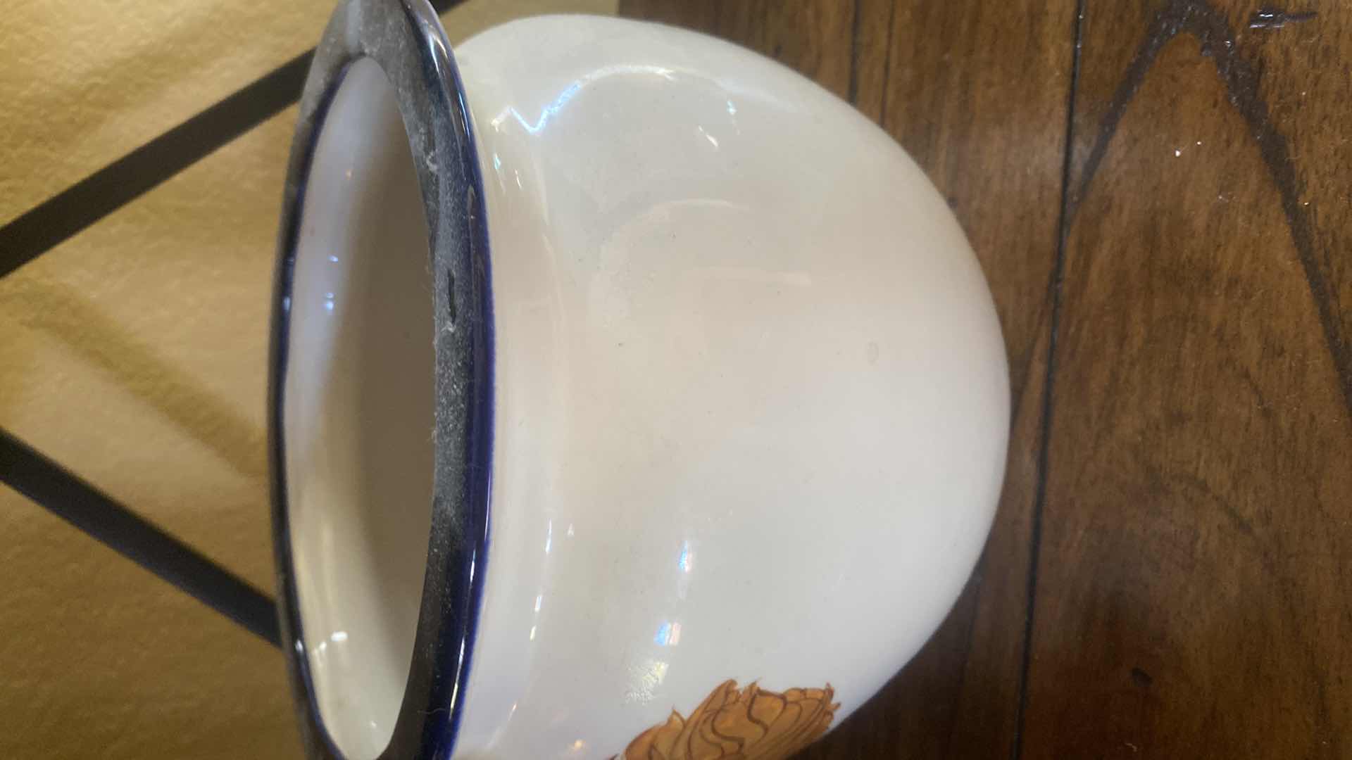 Photo 1 of HAND PAINTED CERAMIC POT WITH CLOWNS 8 1/2” x 7”