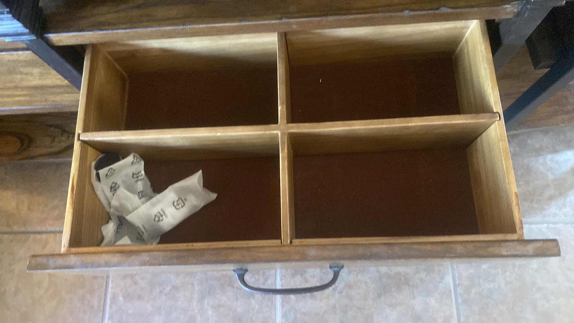View 5 of DARK WOOD & IRON ENTERTAINMENT CENTER 54“ x 18 1/2“ H30” (two matching pieces available each sold separately)