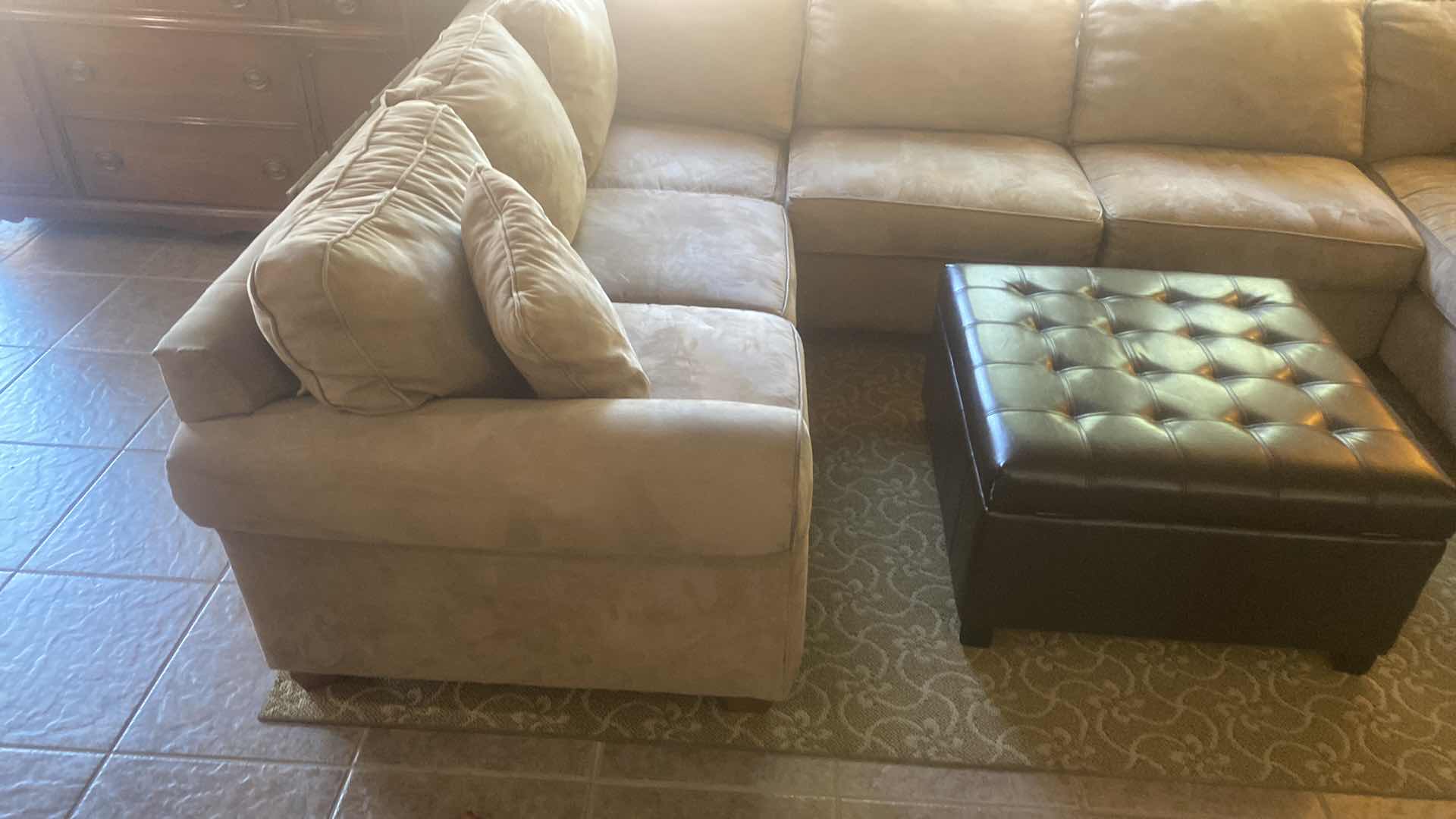 Photo 1 of BRAHUS 3 PIECE SECTIONAL MICROFIBER SOFA WITH CHAISE LEFT 88” RIGHT WITHOUT CHAISE 61” CHAISE 33” x 65” (2 toss pillows included)