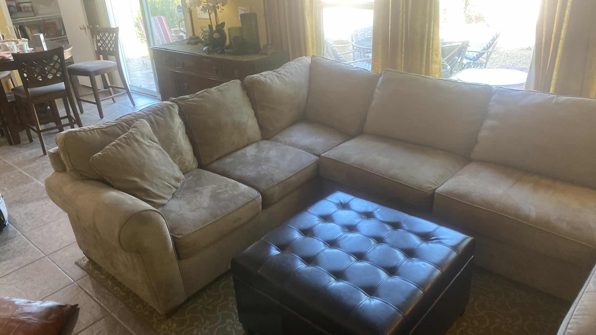 Photo 1 of BRAHUS 3 PIECE SECTIONAL MICROFIBER SOFA WITH CHAISE LEFT 88” RIGHT WITHOUT CHAISE 61” CHAISE 33” x 65” (2 toss pillows included)