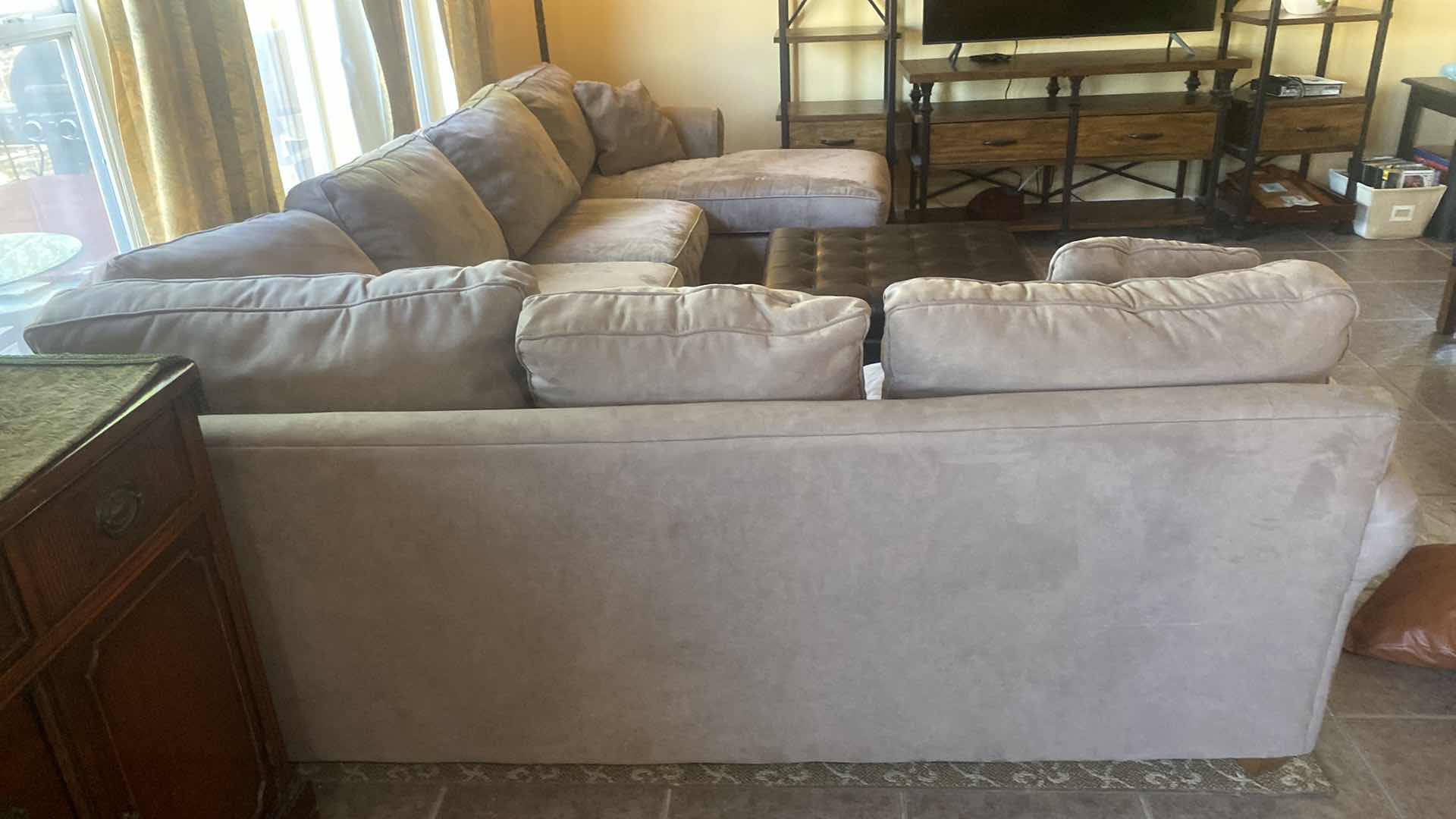 Photo 1 of BRAHUS 3 PIECE SECTIONAL MICROFIBER SOFA WITH CHAISE LEFT 88” RIGHT WITHOUT CHAISE 61” CHAISE 33” x 65” (2 toss pillows included)