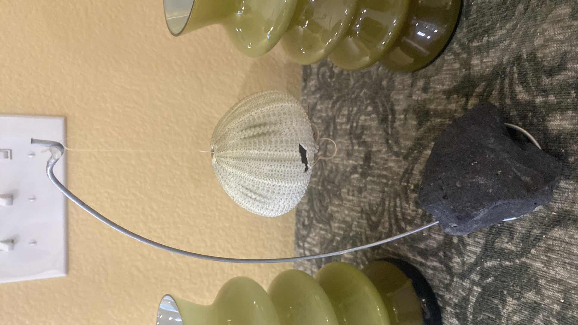 Photo 1 of 3 GREEN VASES & HANGING SEA SHELL TALLEST H9 1/2”