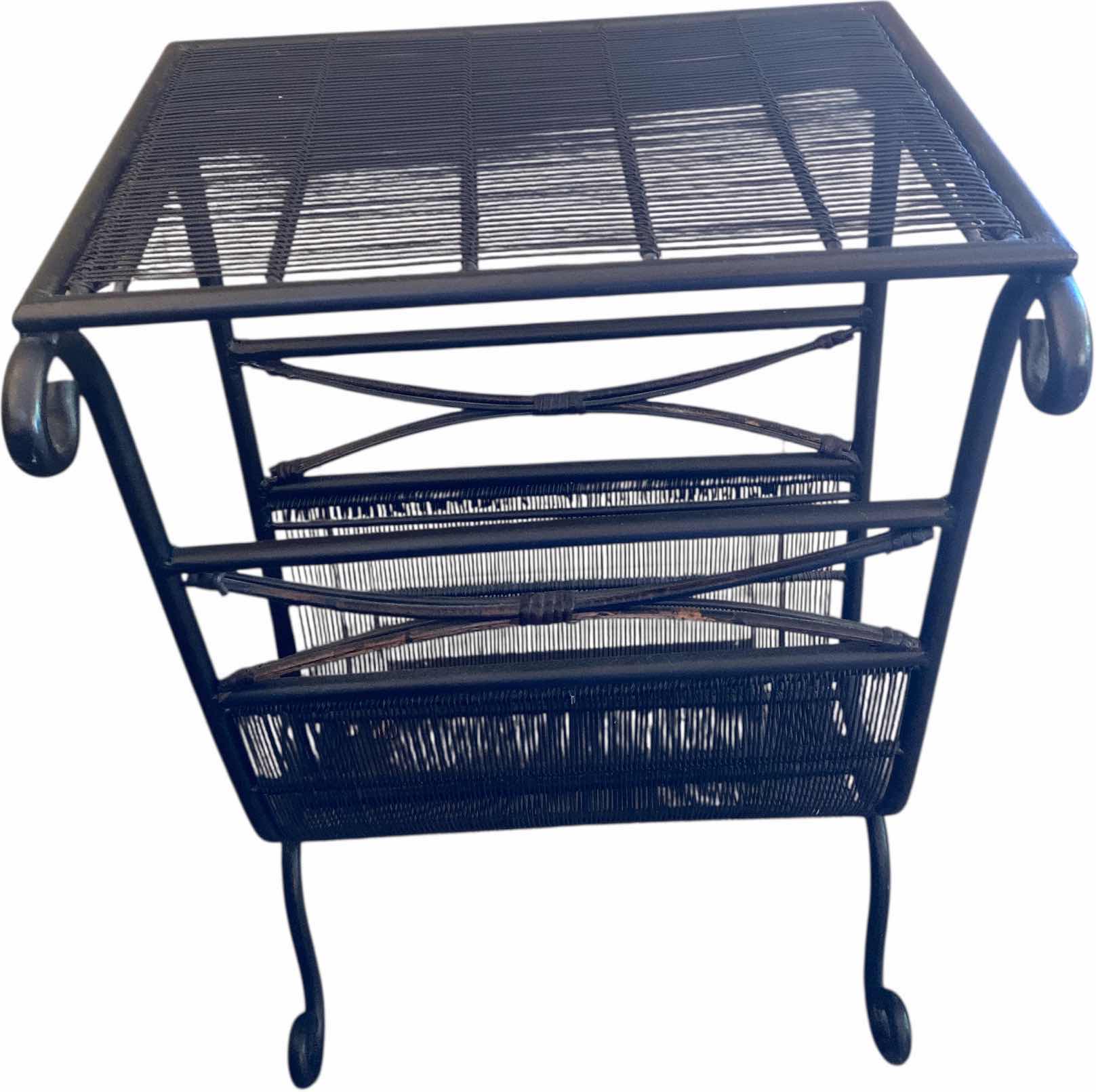 Photo 1 of METAL MAGAZINE RACK & WOOD TV TRAY TABLE RACK MEASURES 15“ x 13“ H24”