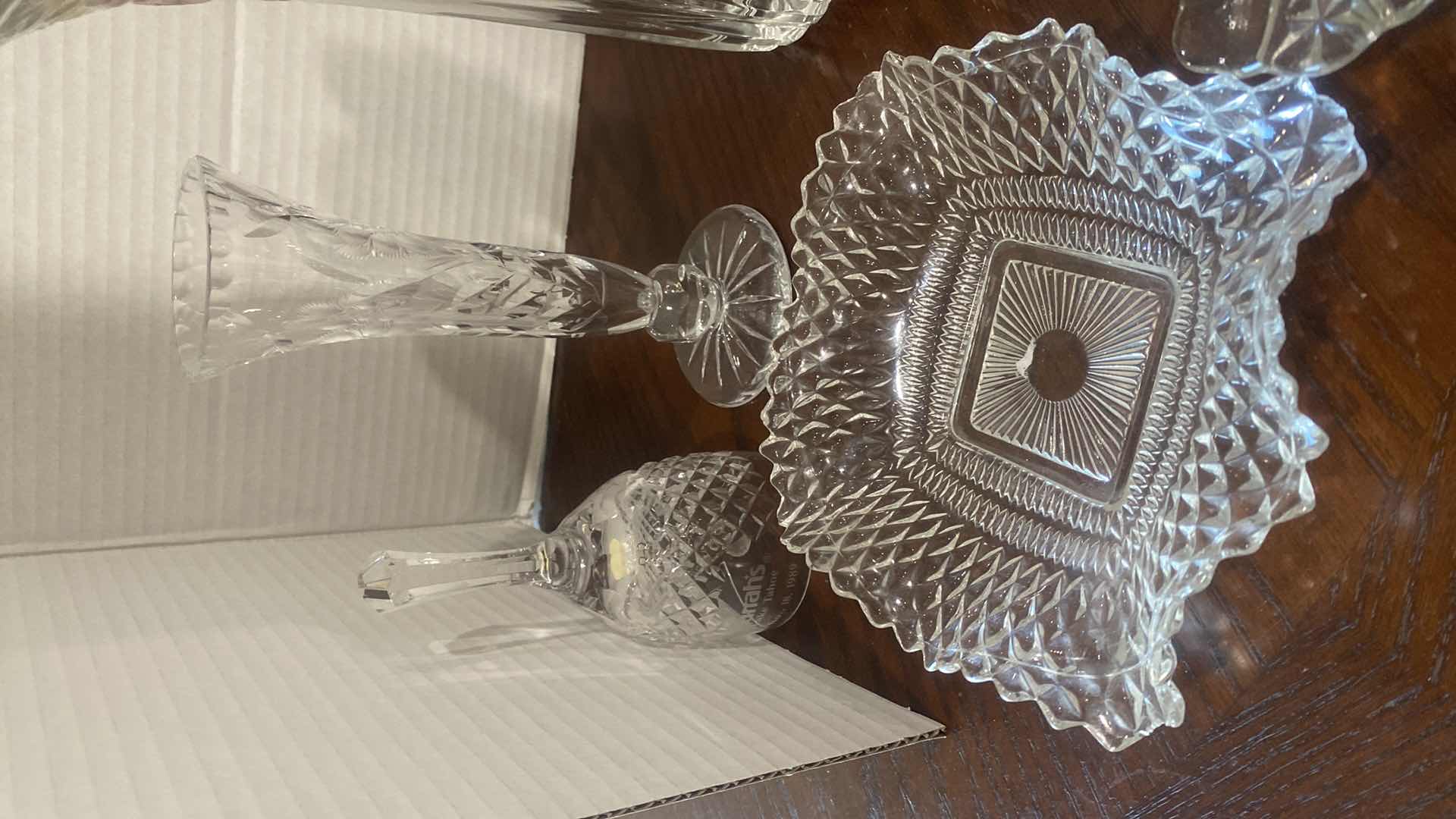 Photo 1 of 7 CRYSTAL VASES JAM JAR SMALL SERVE PLATES TALLEST 10”