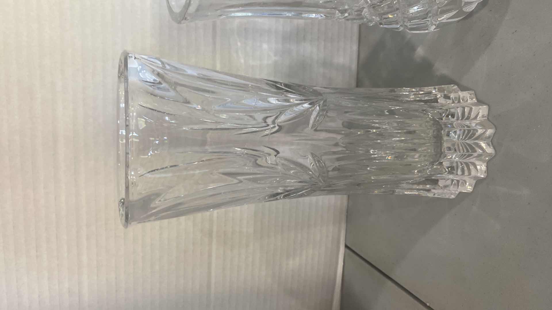 Photo 1 of PAIR OF CRYSTAL VASES H10”