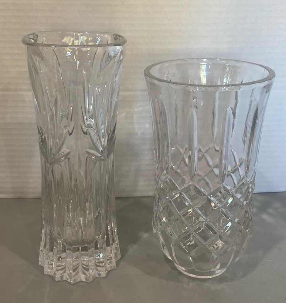 Photo 1 of PAIR OF CRYSTAL VASES H10”