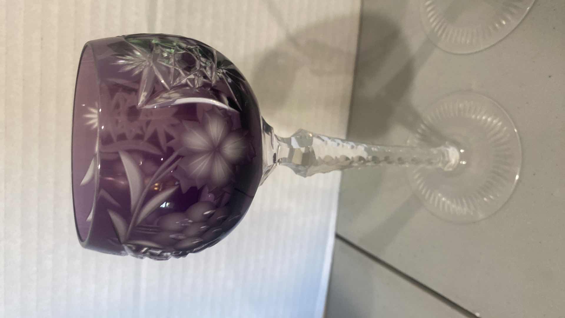 Photo 1 of 4 COLORED CRYSTAL WINE GLASSES (no BRAND marks)