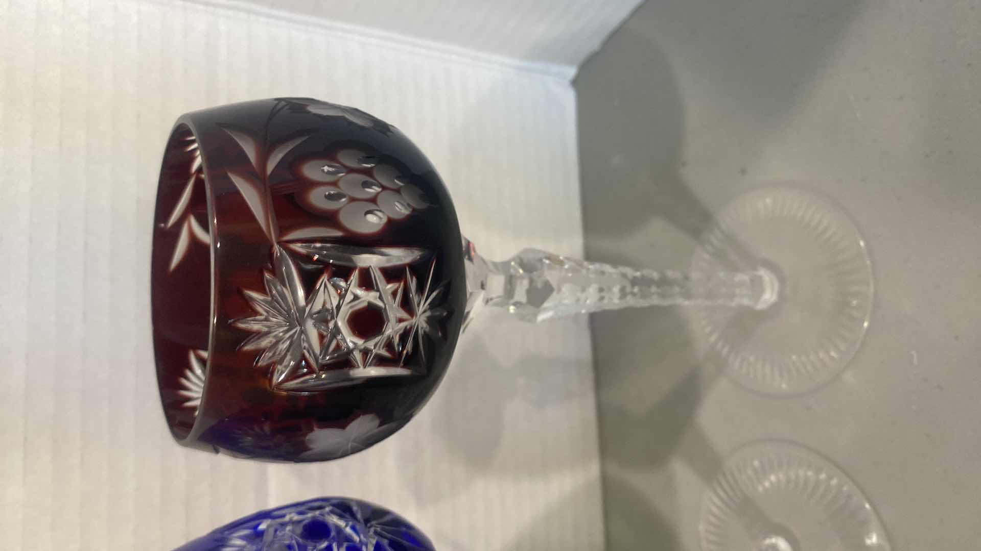 Photo 1 of 4 COLORED CRYSTAL WINE GLASSES (no BRAND marks)