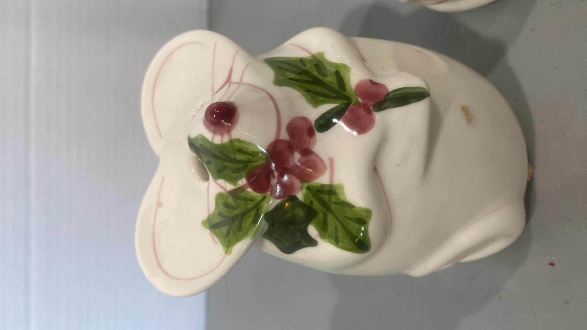 Photo 1 of CERAMIC PARMESAN CHEESE SHAKERS (plugs are missing on the bottom)