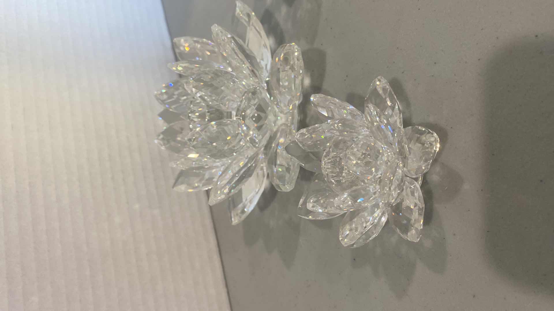 Photo 1 of LEADED GLASS FLORAL 3 PIECE CANDLE HOLDERS