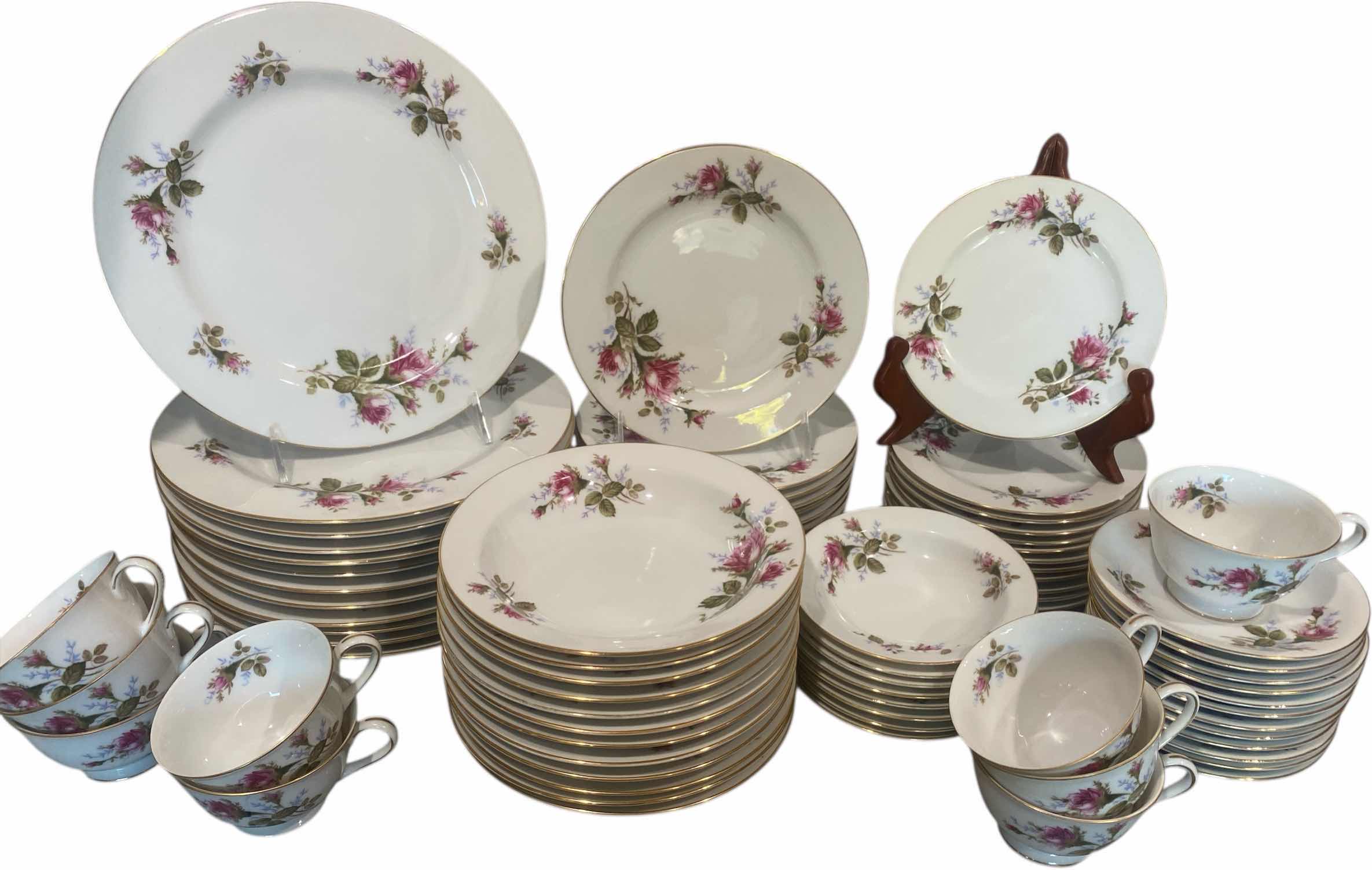 Photo 1 of 77 PIECES ALADDIN FINE CHINA “MOSS ROSE”