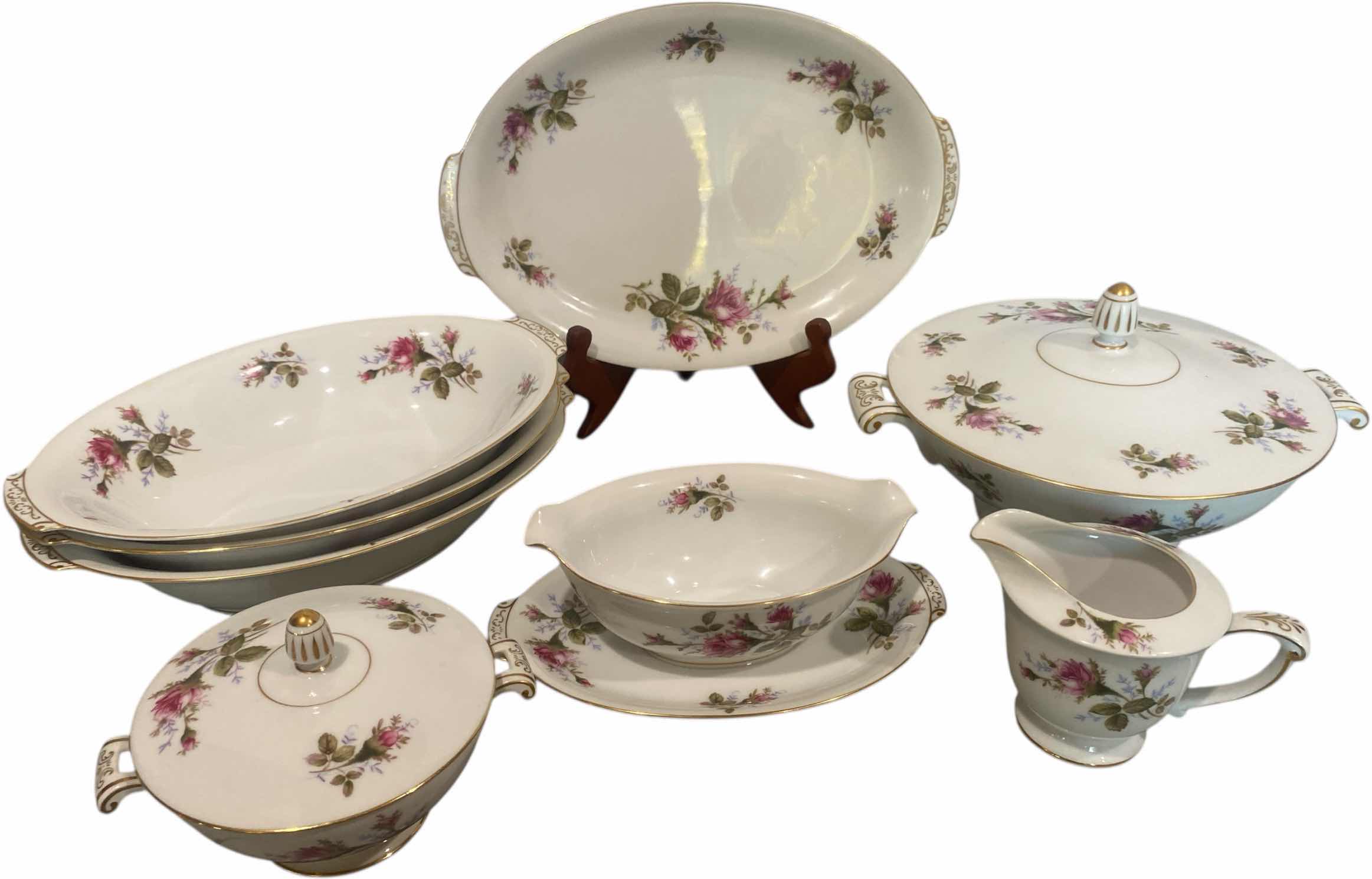 Photo 1 of 12 PIECES ALADDIN CHINA SERVE WARE “MOSS ROSE”