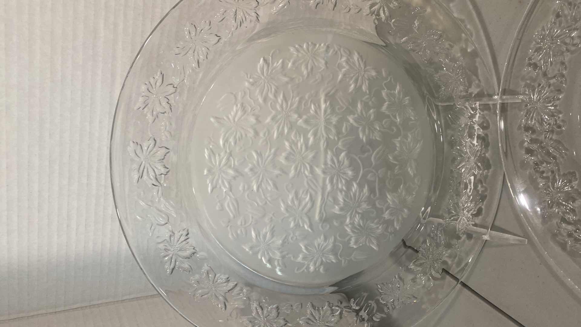 Photo 1 of POINSETTIA EMBOSSED GLASS BAKING DISHES & 2 PLATTERS