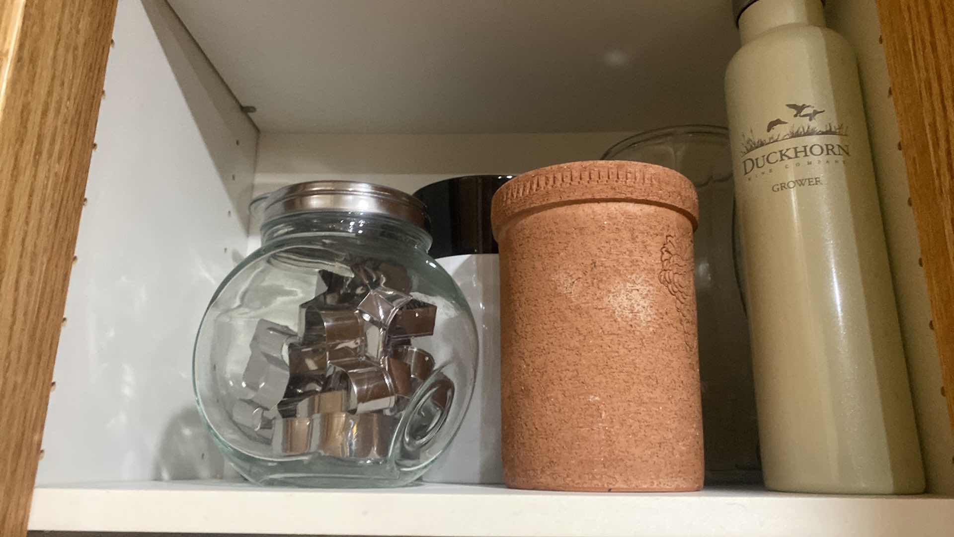 Photo 1 of CONTENTS OF CABINET - VASES L, DUCKHORN BOTTLE & MORE