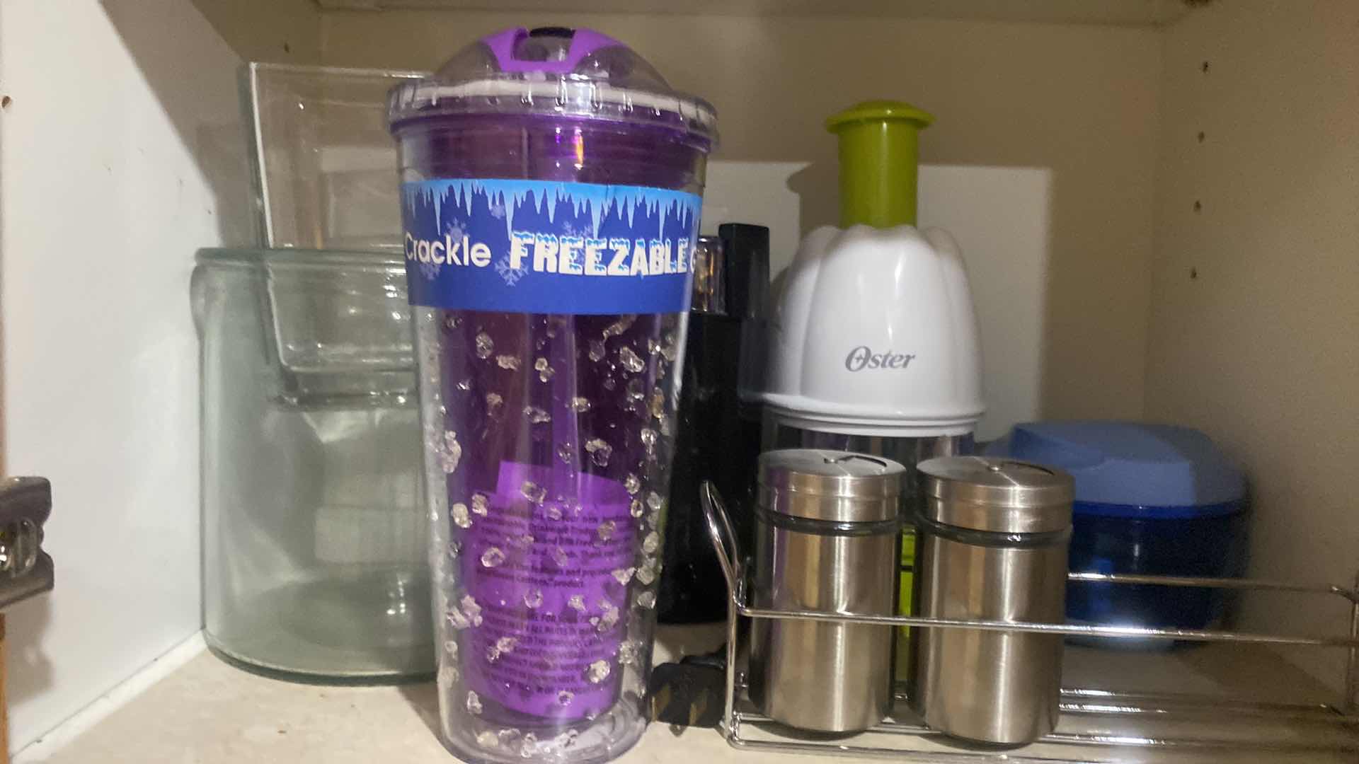 Photo 1 of CONTENTS OF CABINET - VASES L, DUCKHORN BOTTLE & MORE