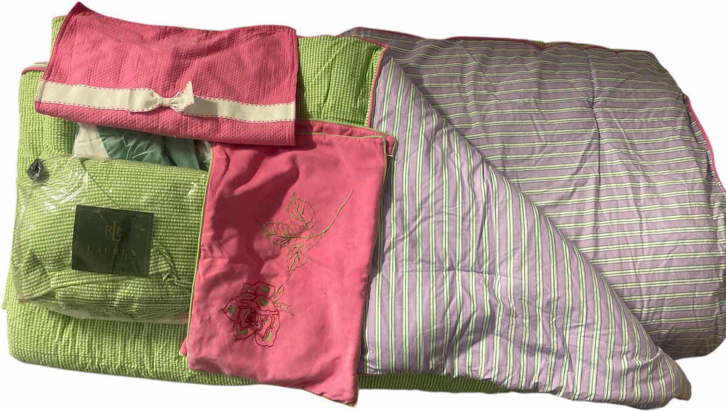 Photo 1 of KING SIZE COMFORTER WITH BED SKIRT AND 4 SMALL PILLOW COVERS (includes tote)