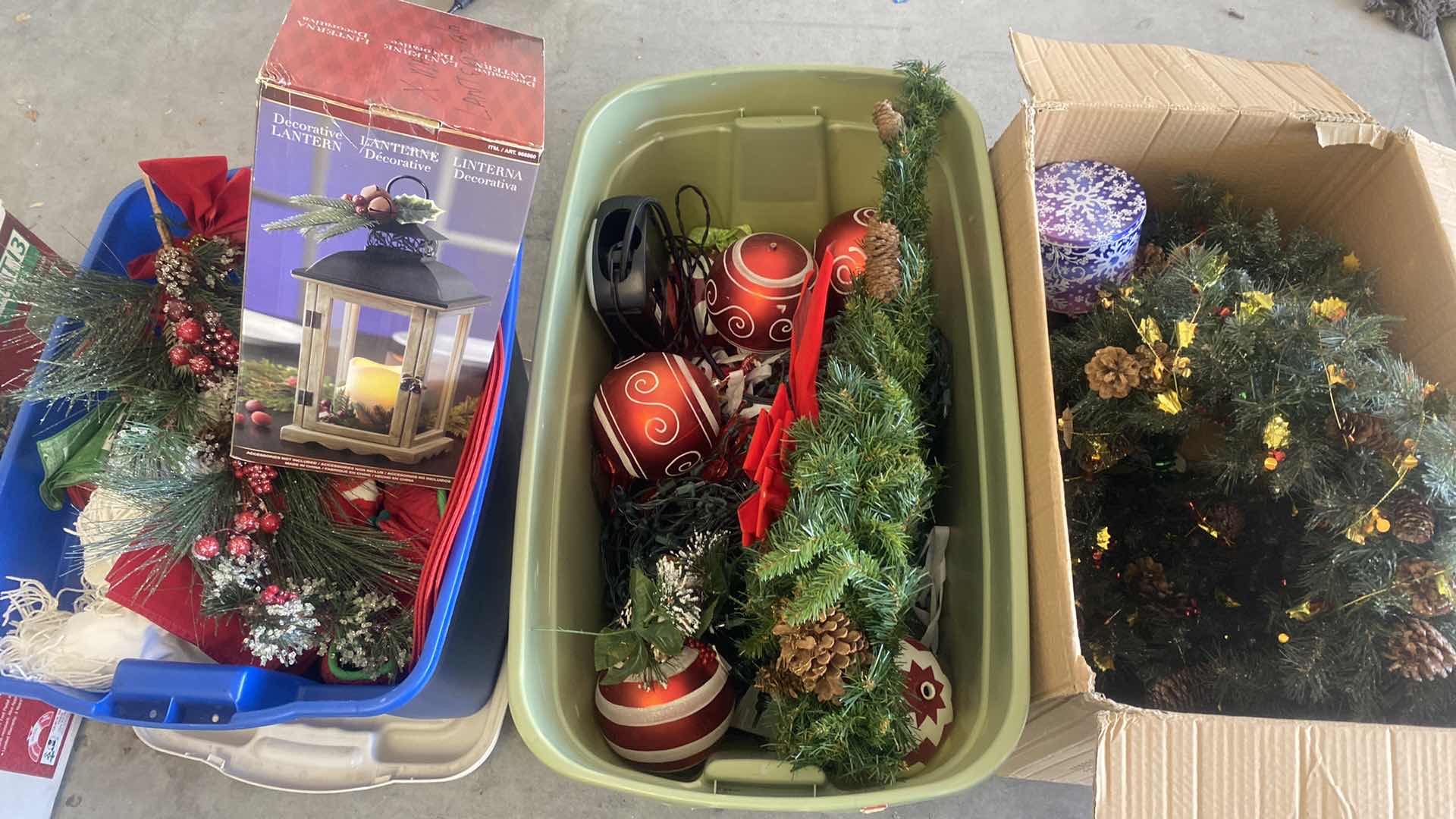 Photo 1 of 2 TOTES & 1 BOX CHRISTMAS DECORATIONS