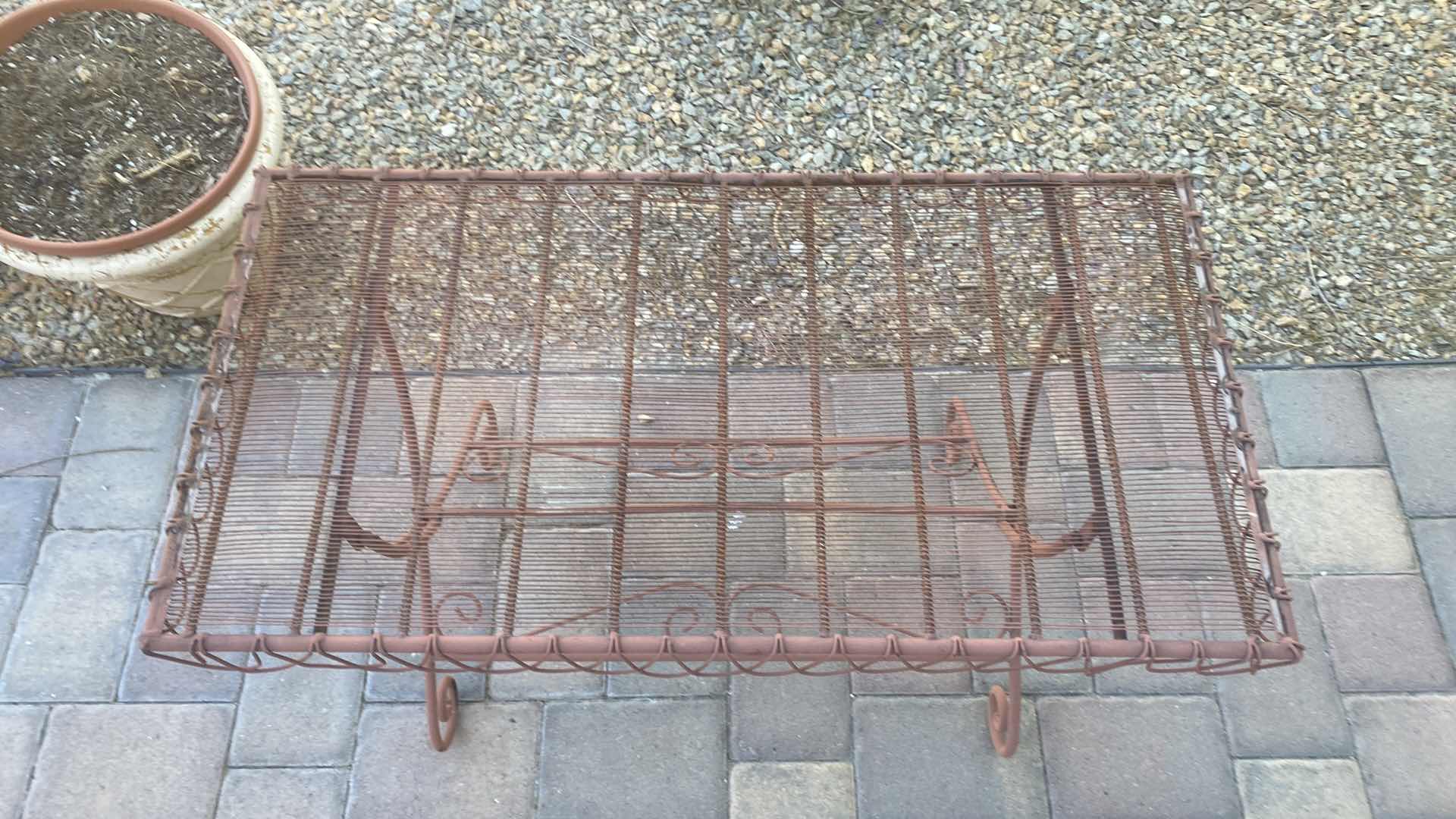 Photo 1 of METAL PATIO TABLE 35” x 18” H21”